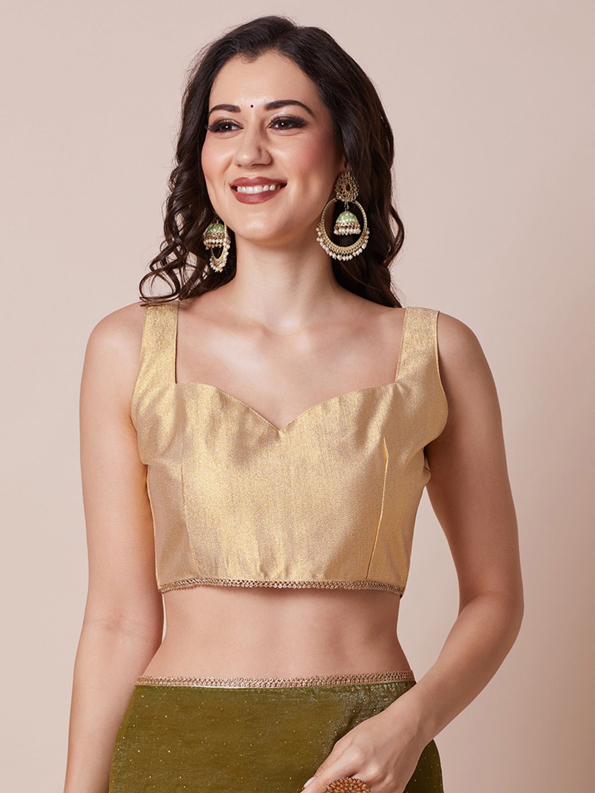 Olive Green Chiffon Saree - Ressa
