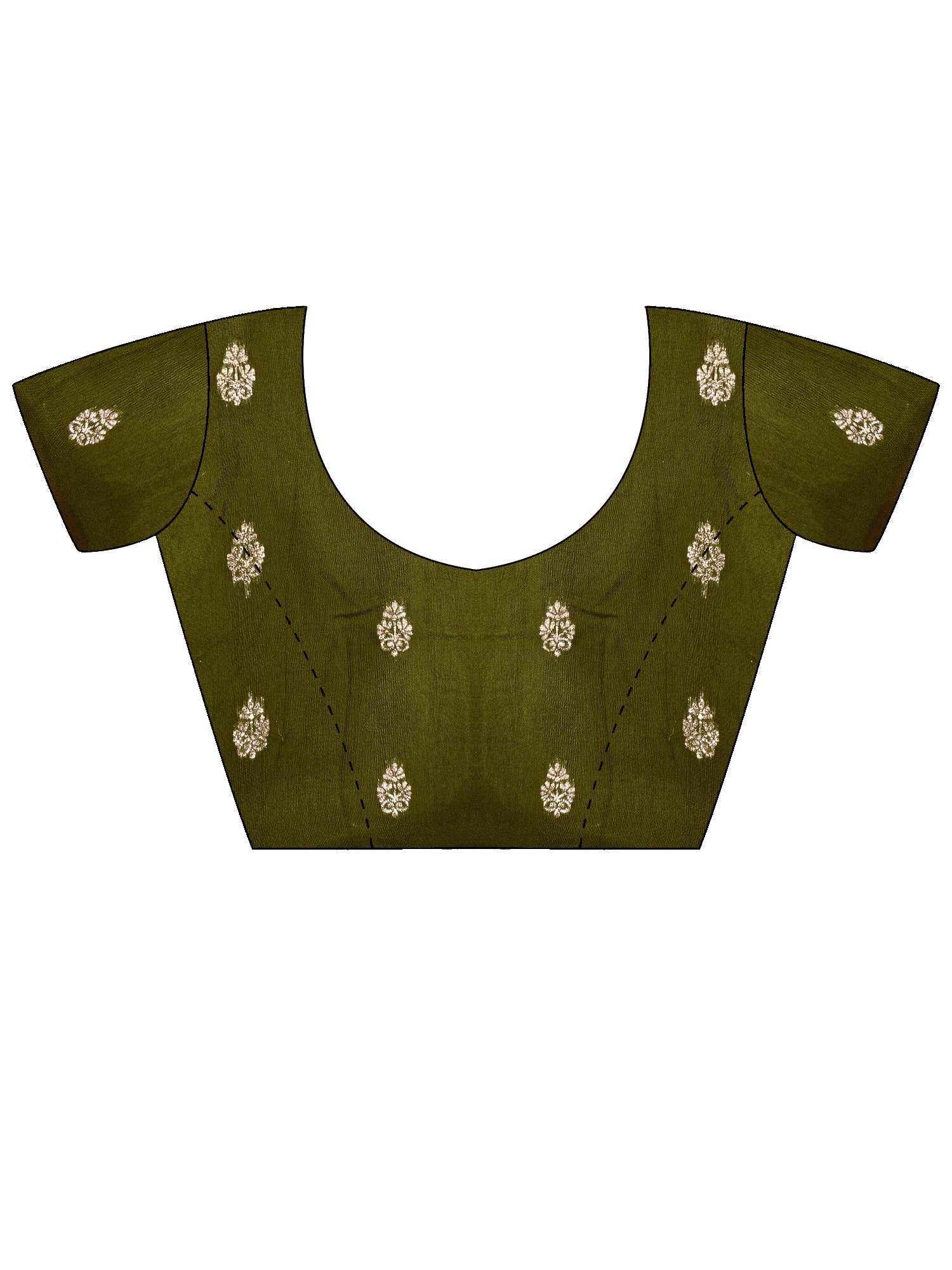 Olive Green Dola Silk Saree with Zari Border - Ressa