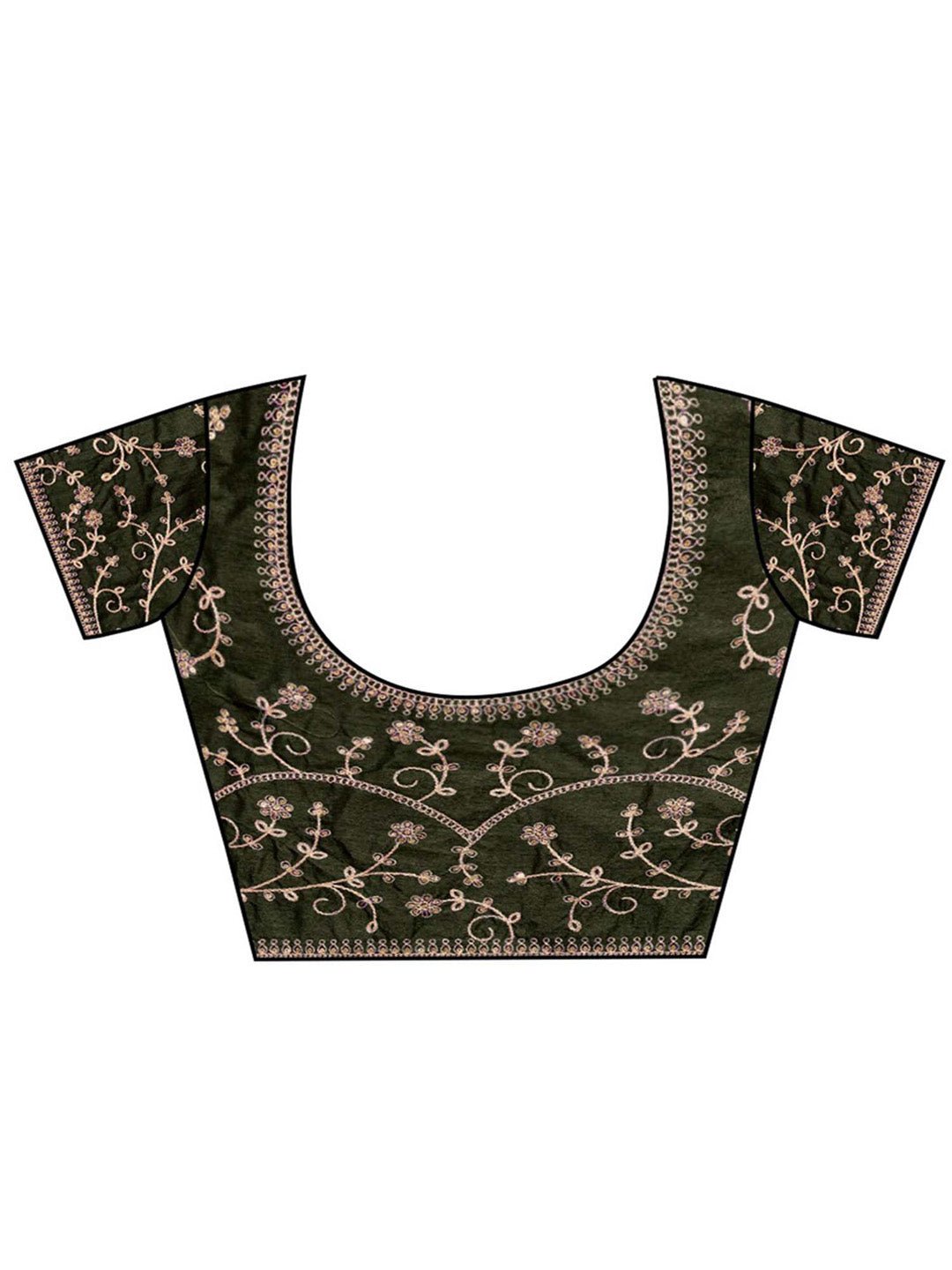 Olive green embellished with sequin work - Ressa
