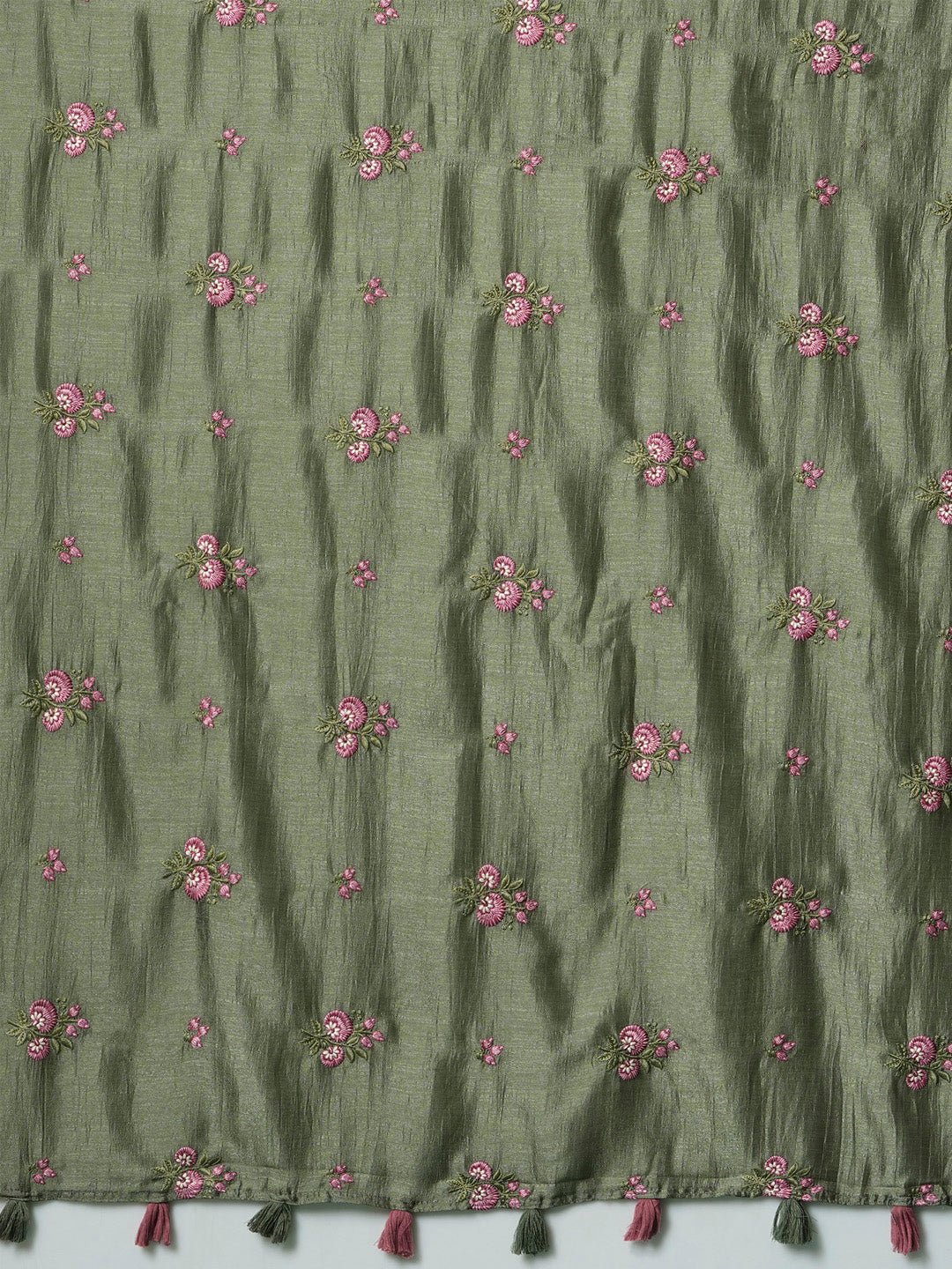 Olive Green Embroidered Party Wear Saree - Ressa