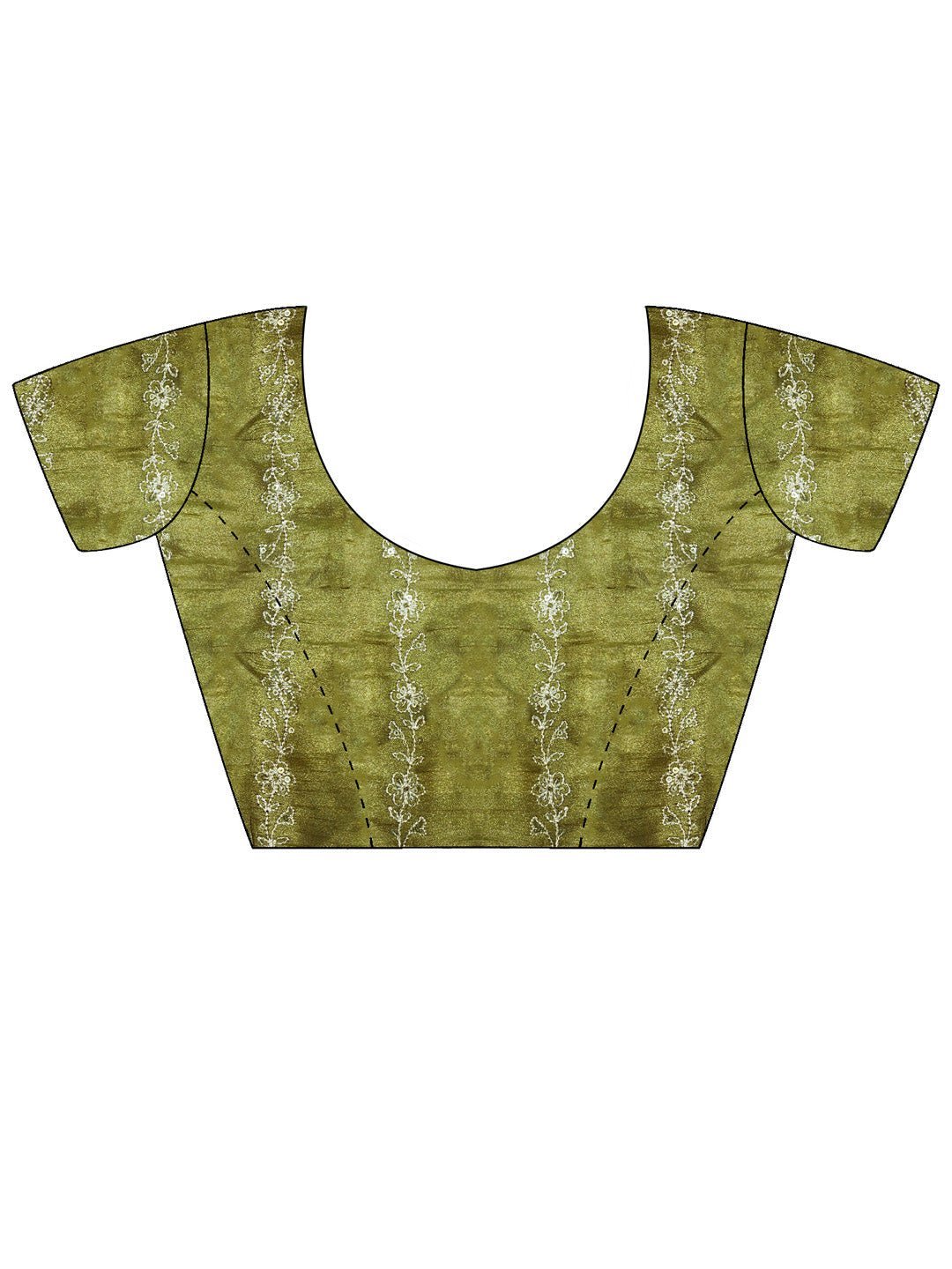 Olive Green Embroidered Silk Saree - Ressa