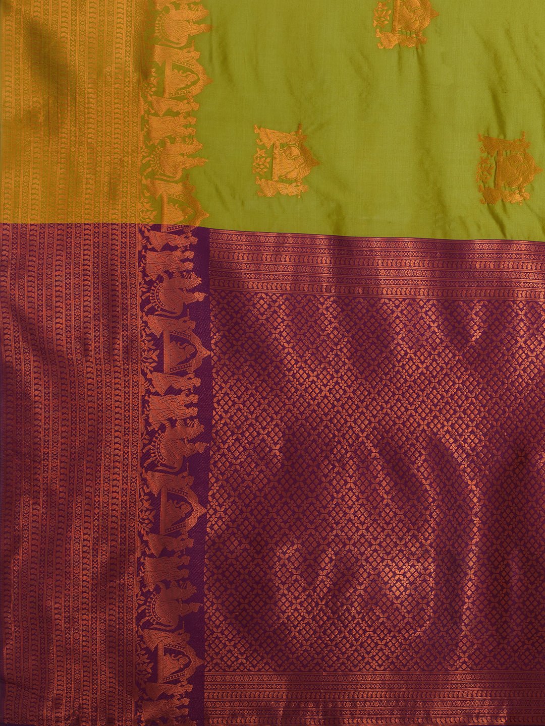 Olive Green Kanjivaram Pure Silk Saree - Ressa