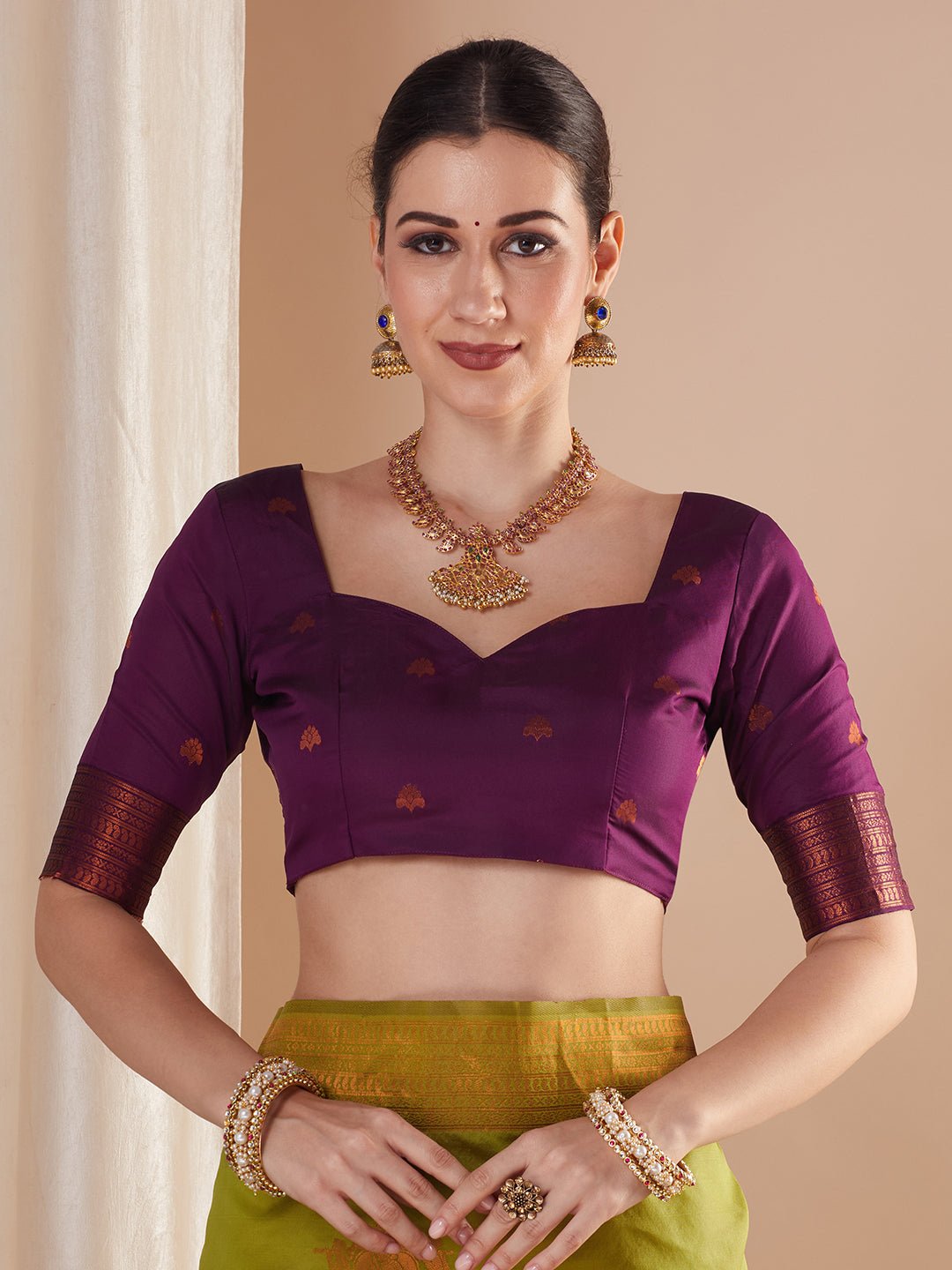 Olive Green Kanjivaram Pure Silk Saree - Ressa