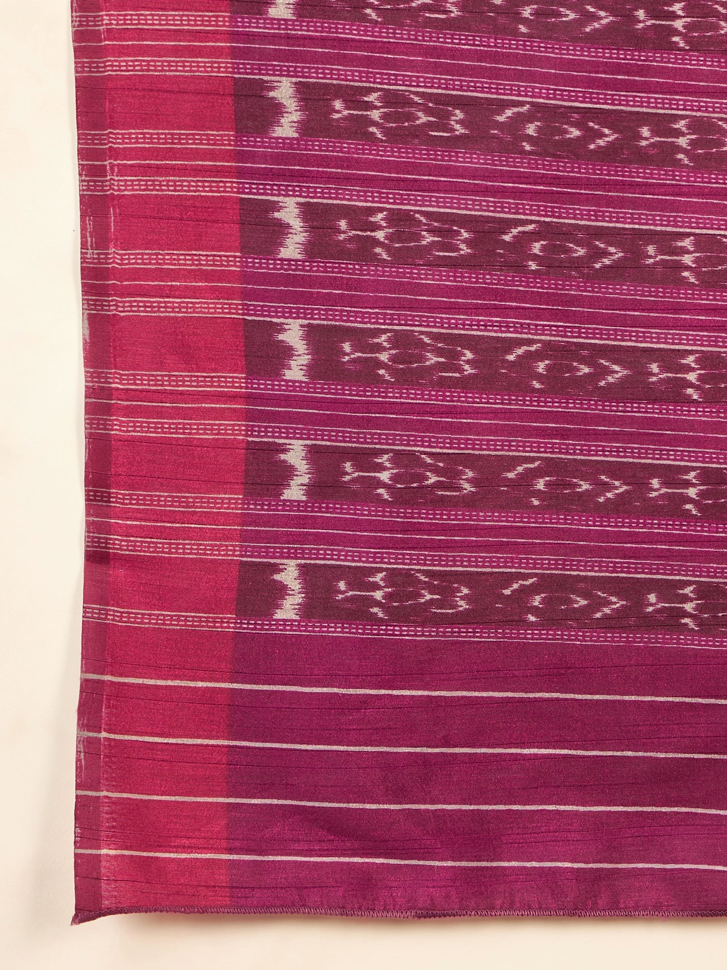 Olive Green & Magenta Ikat Bhagalpuri Silk Saree - Ressa