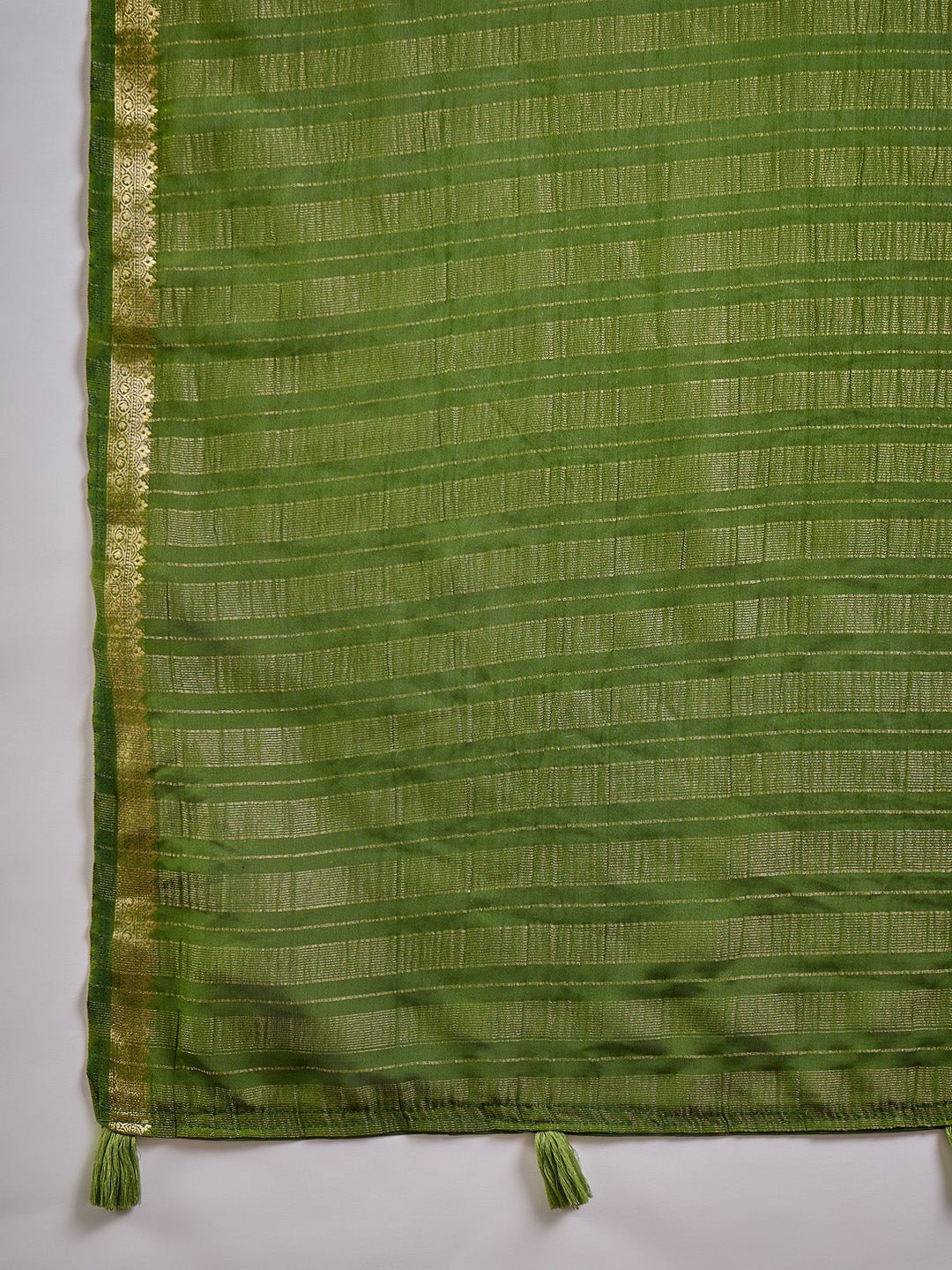 Olive Green Mysore Silk Saree - Ressa