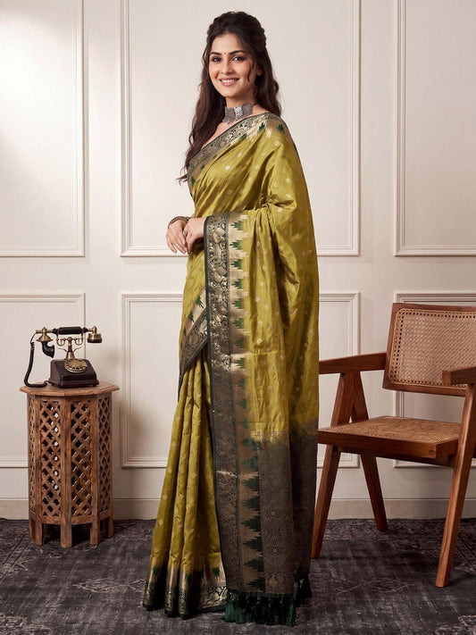 Olive Green Nylon with Woven Design - Ressa