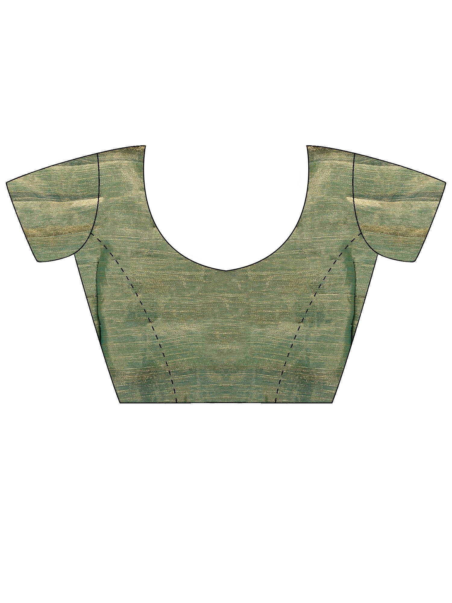 Olive Green Tissue Silk Gota Patti Scalloped Border - Ressa