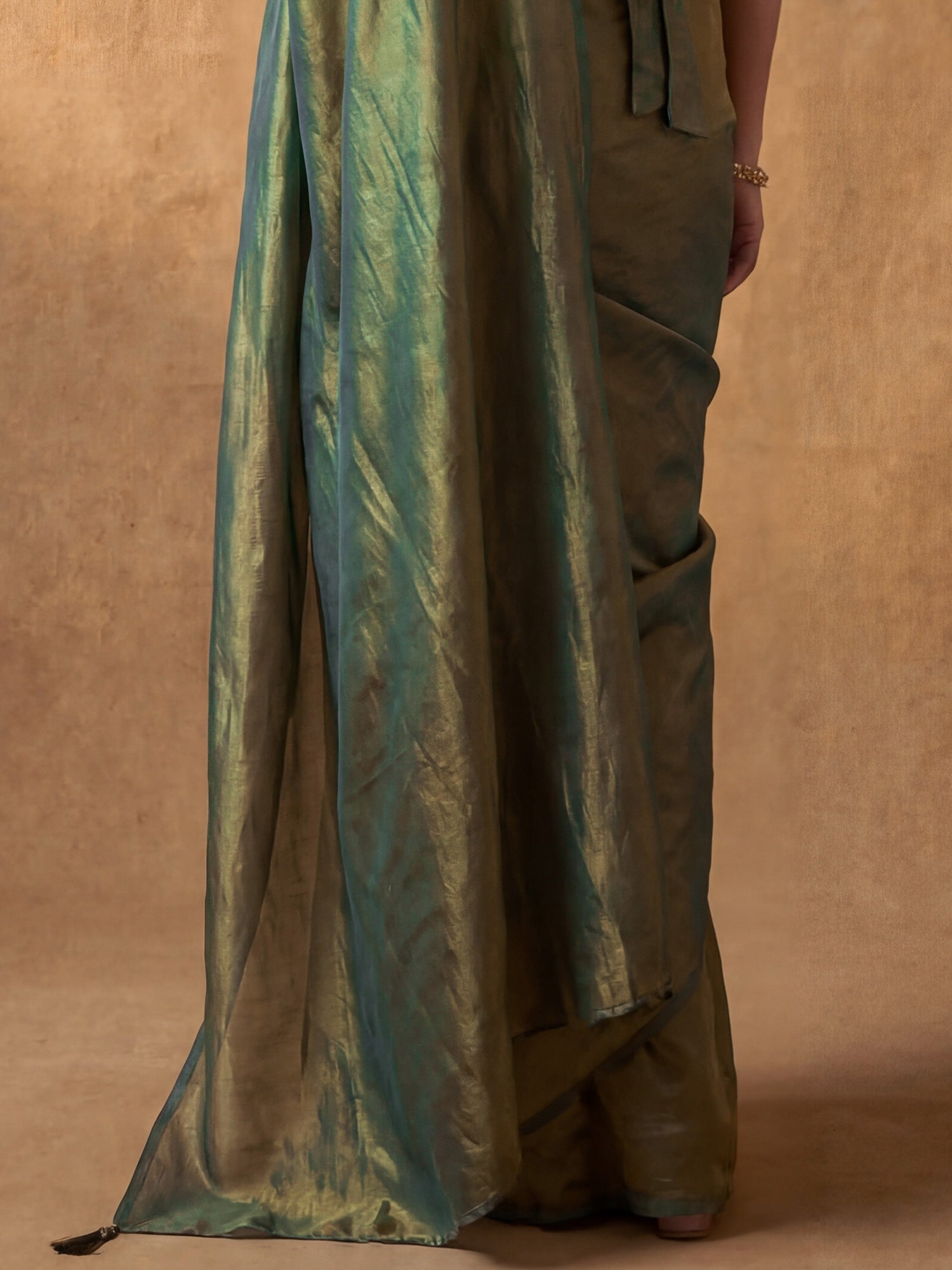 Olive Green Tissue Silk Saree - Ressa
