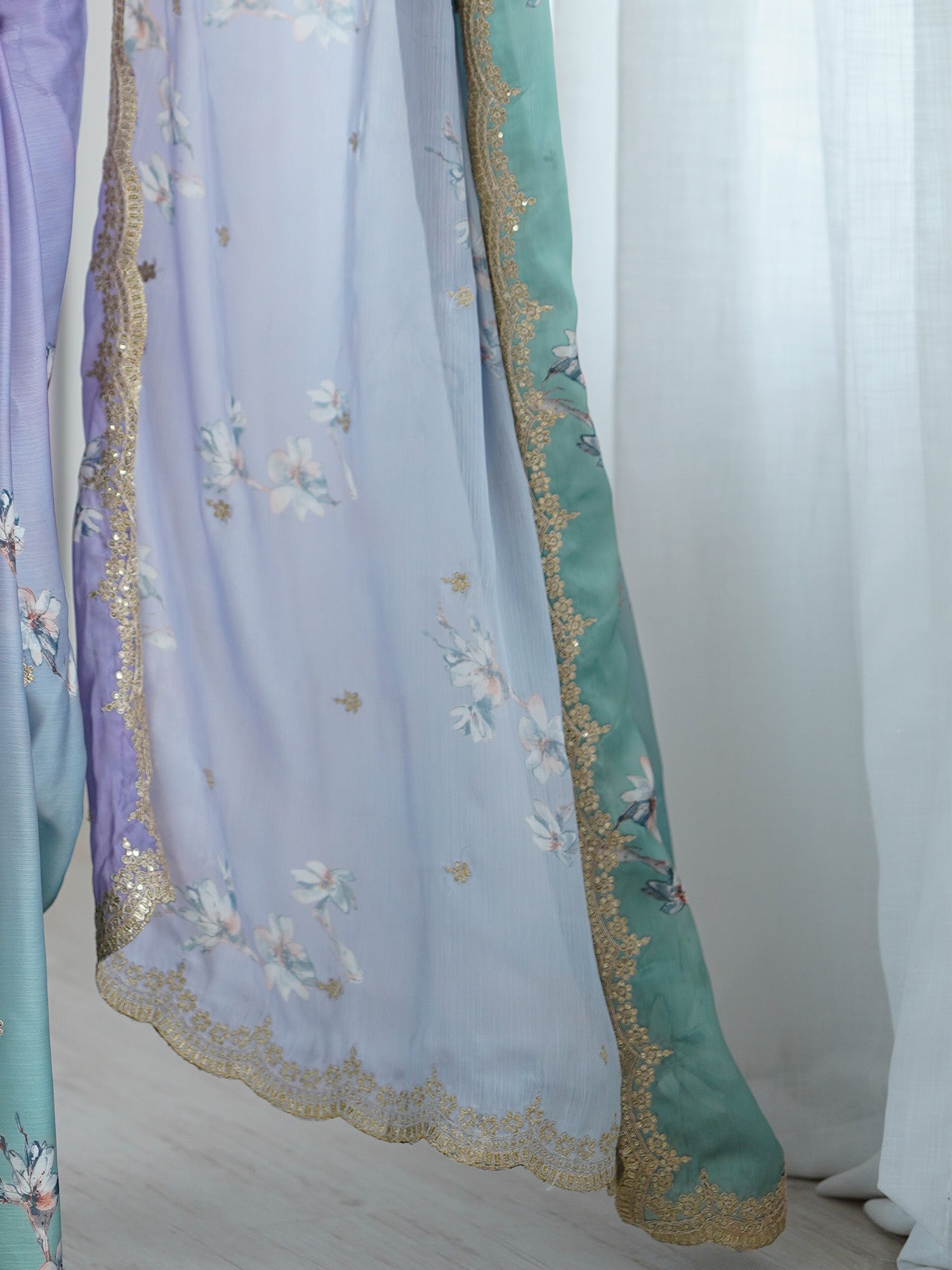 Ombre Chiffon Embroidered Saree - Ressa