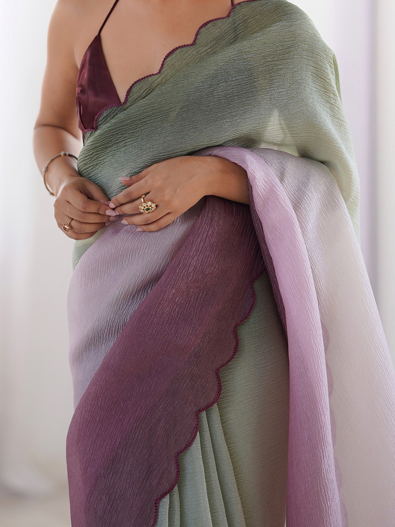 Ombre Chiffon Saree with Scallop Border - Ressa