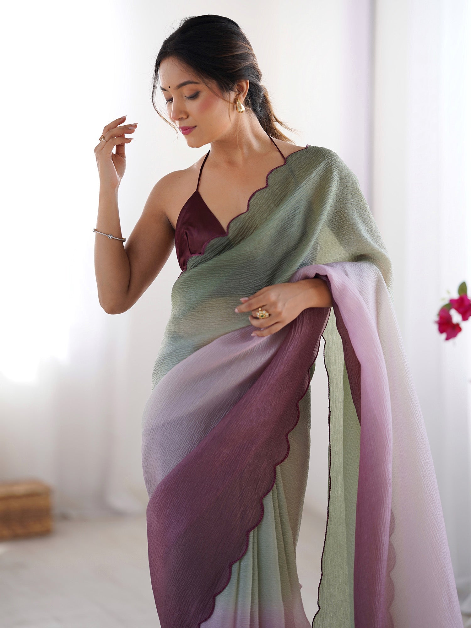 Ombre Chiffon Saree with Scallop Border - Ressa