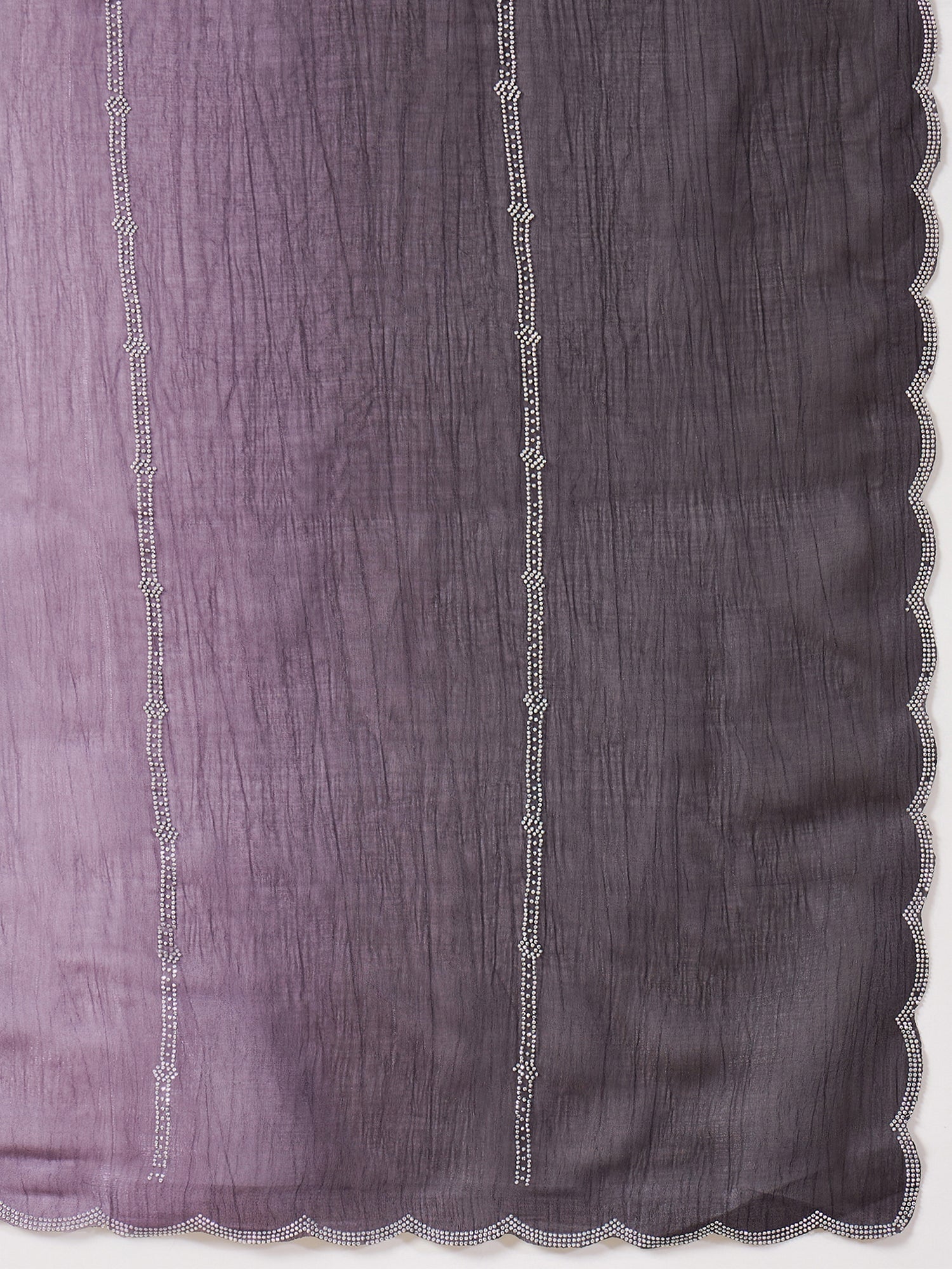 Ombre Organza Saree with Swarovski Scallop Border | Purple to Teal - Ressa