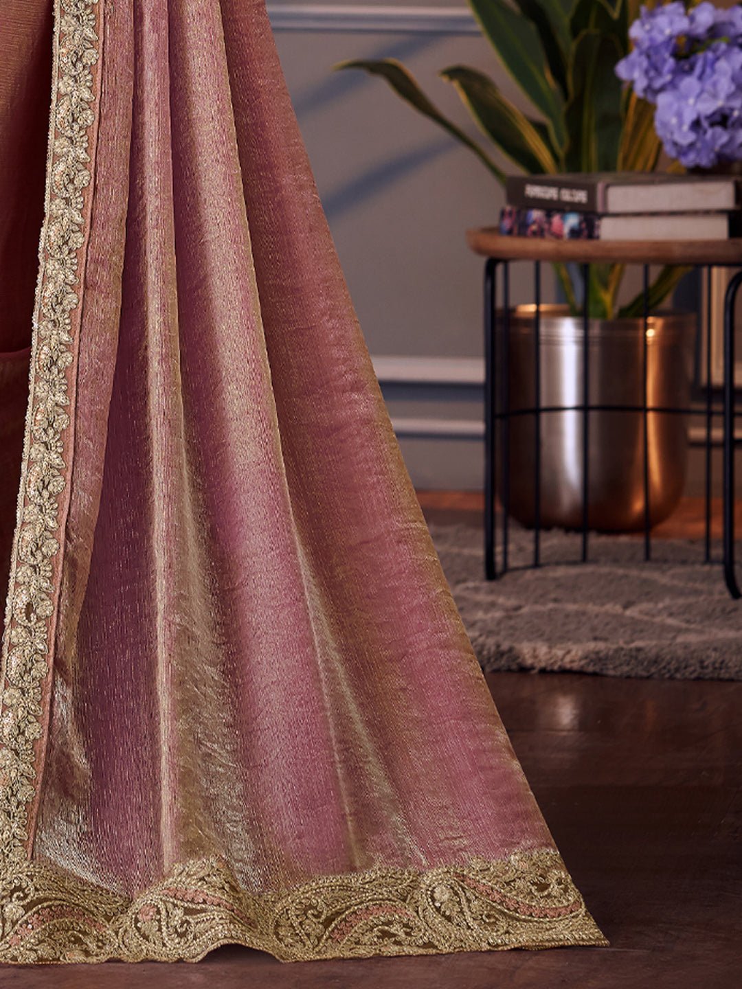 Onion Pink Georgette Party Wear Saree - Ressa