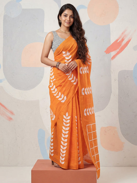 Orang Leaf Motif Batik Print Saree - Ressa