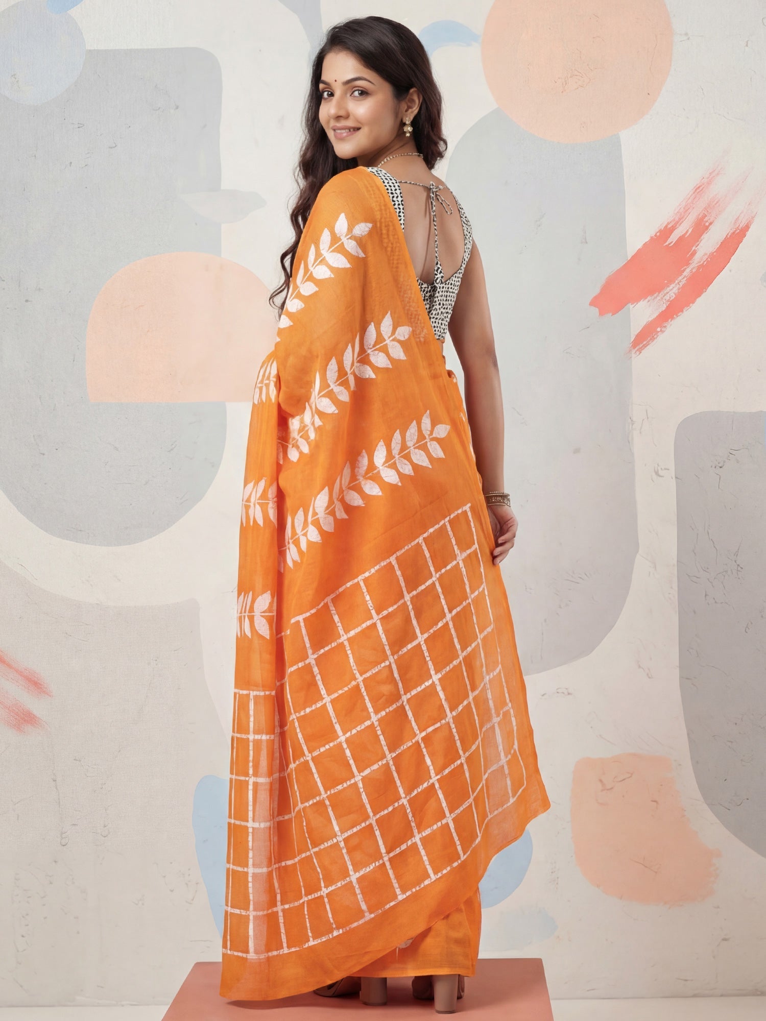 Orang Leaf Motif Batik Print Saree - Ressa