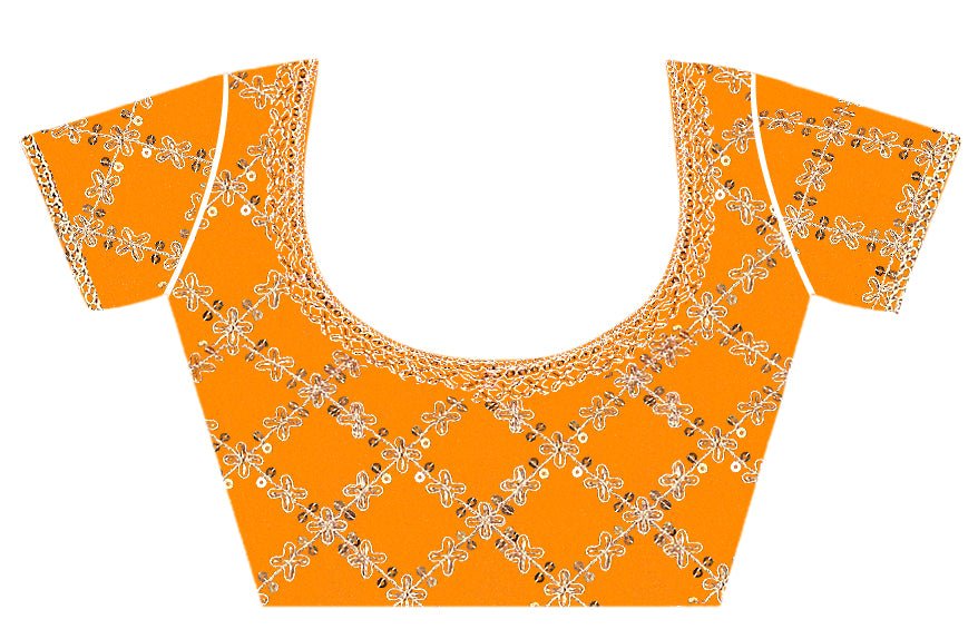 Orange Embroidered Georgette Saree with Sequin Work Blouse - Ressa