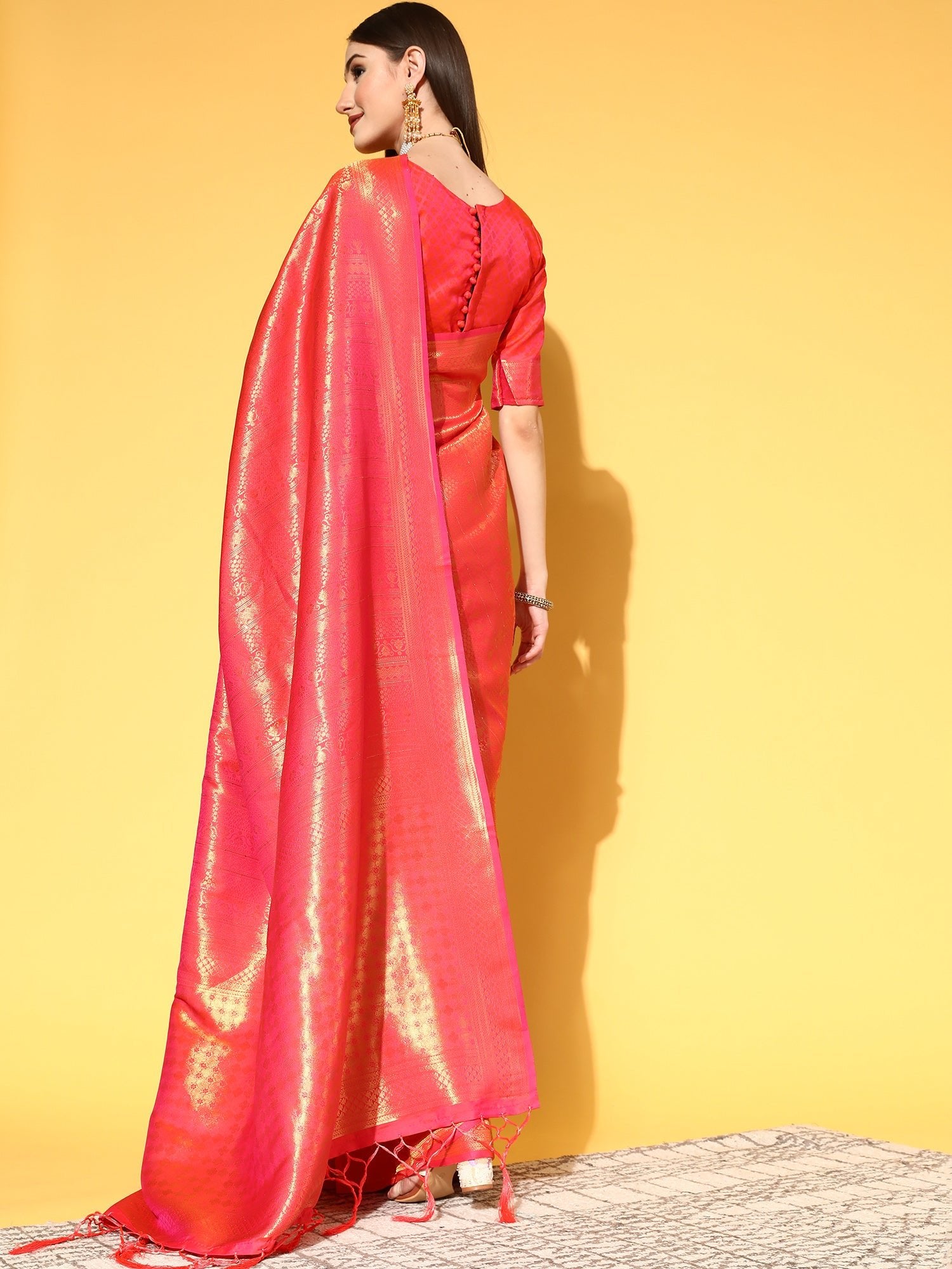 Orange Jari Woven Kanjivaram Saree - Ressa