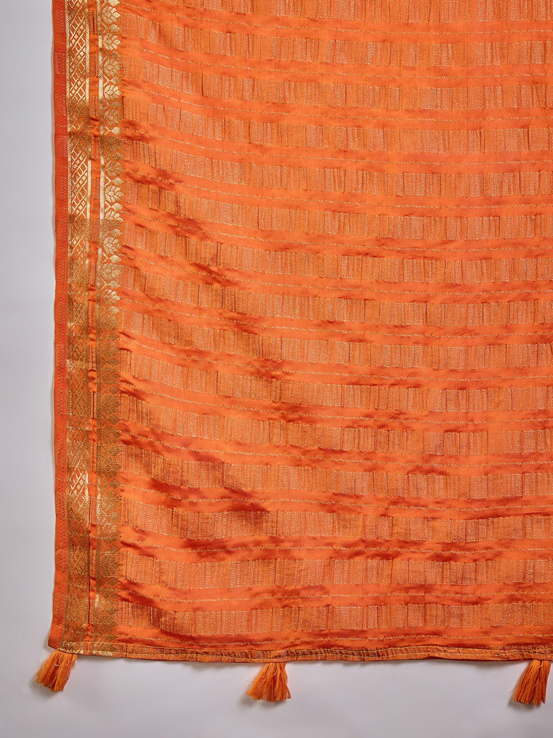 Orange Silk Saree with Zari Border - Ressa
