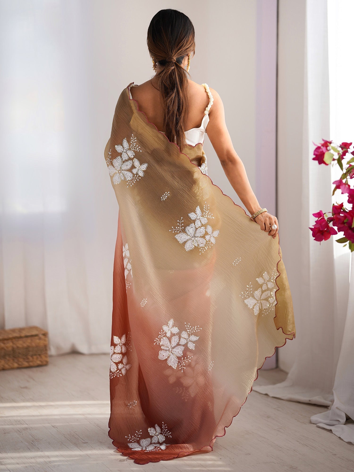 Organza Ombre Embroidered Saree - Ressa