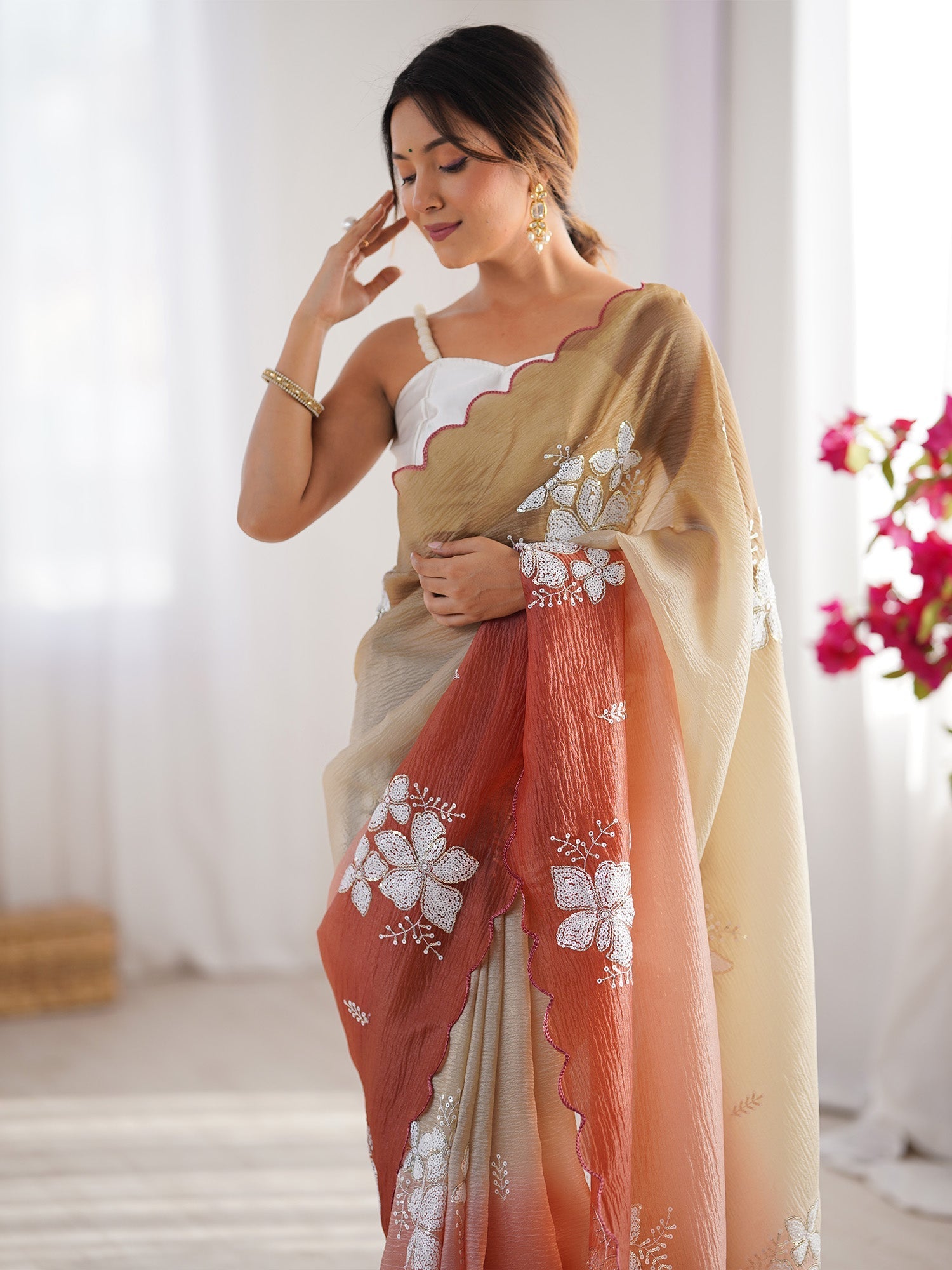Organza Ombre Embroidered Saree - Ressa