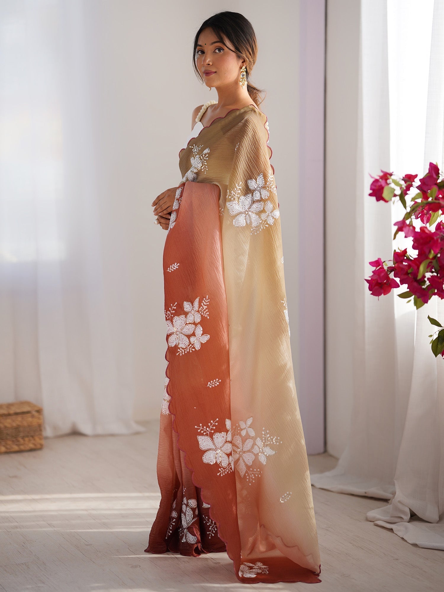 Organza Ombre Embroidered Saree - Ressa
