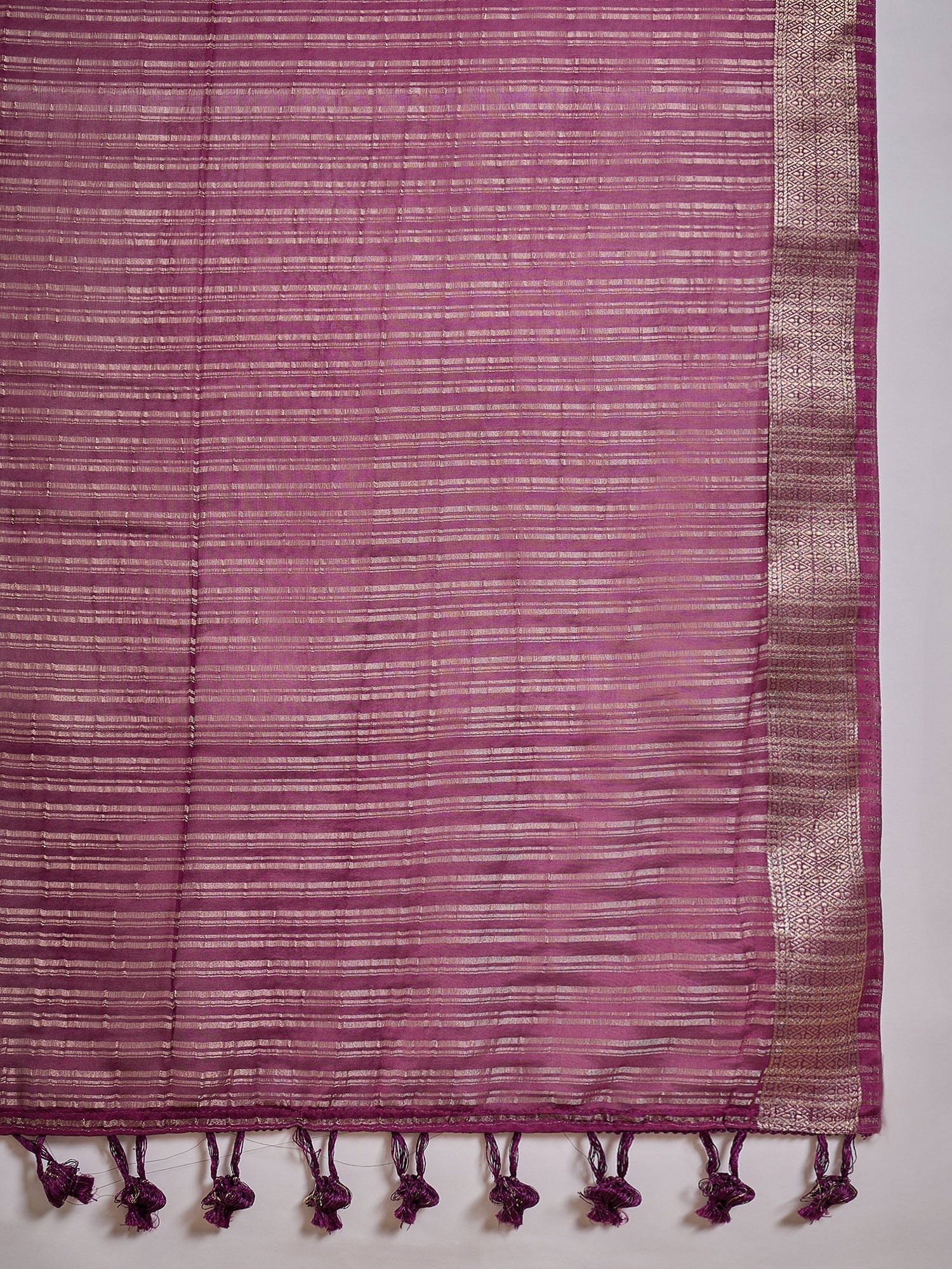 Organza Saree in Deep Wine with Zari Border & Brocade Blouse - Ressa