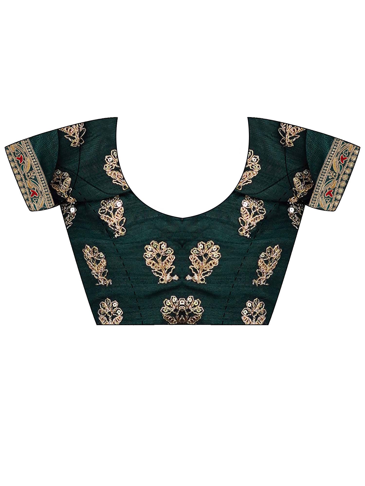 Organza Saree with Embroidered Blouse – Sky Blue & Bottle Green - Ressa