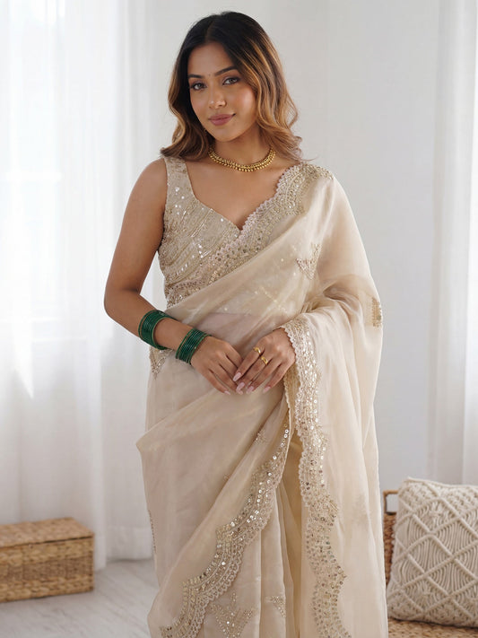 Organza Silk : Cutwork Border Saree - Ressa