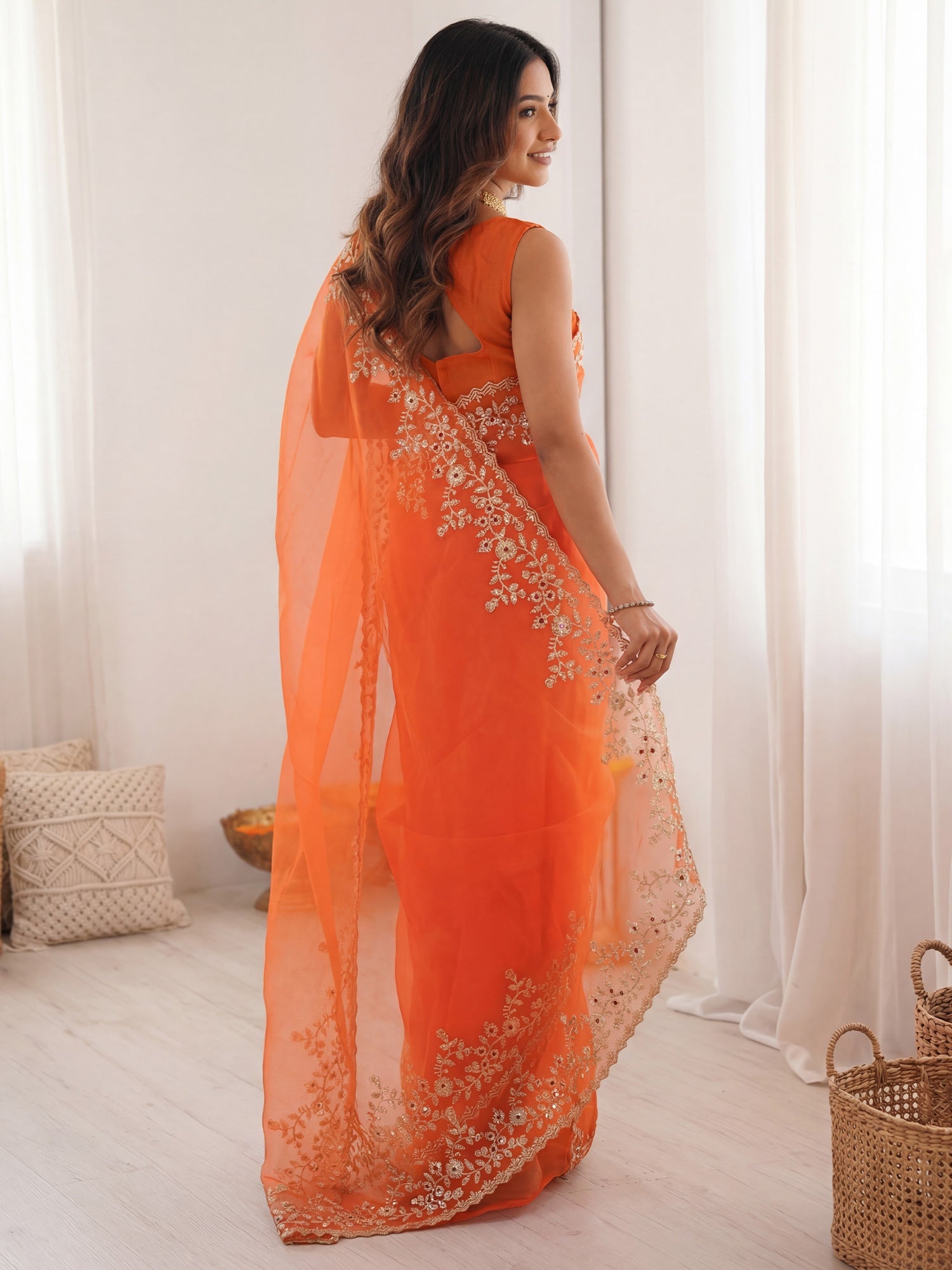Organza Silk : Scalloped Border Saree - Ressa