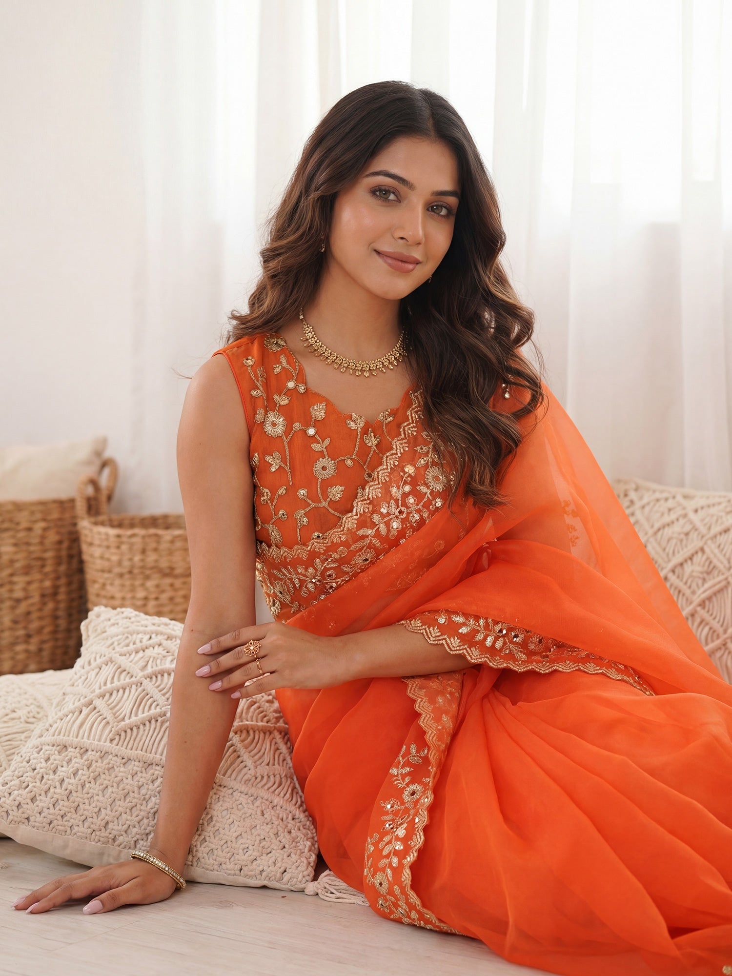 Organza Silk : Scalloped Border Saree - Ressa