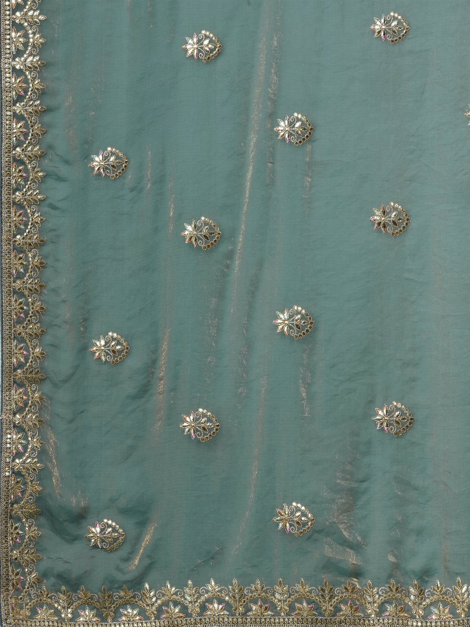 Pastel Blue and Gold Zari Embroidery Tissue Silk Saree - Ressa