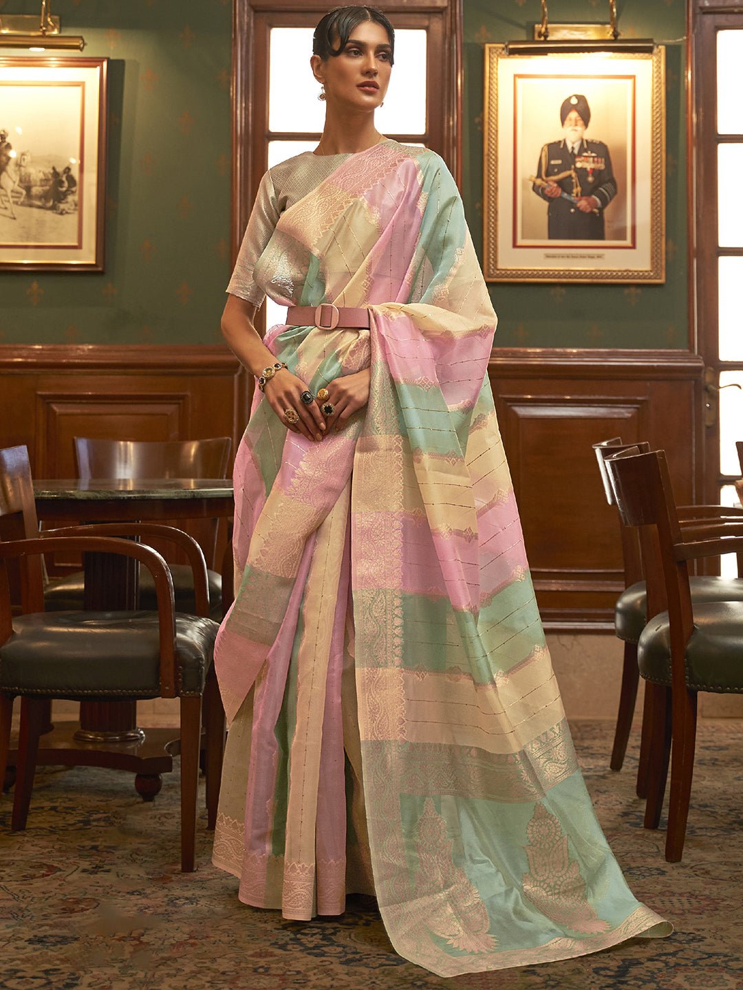 Pastel Multi-Color Cotton Silk Saree - Ressa