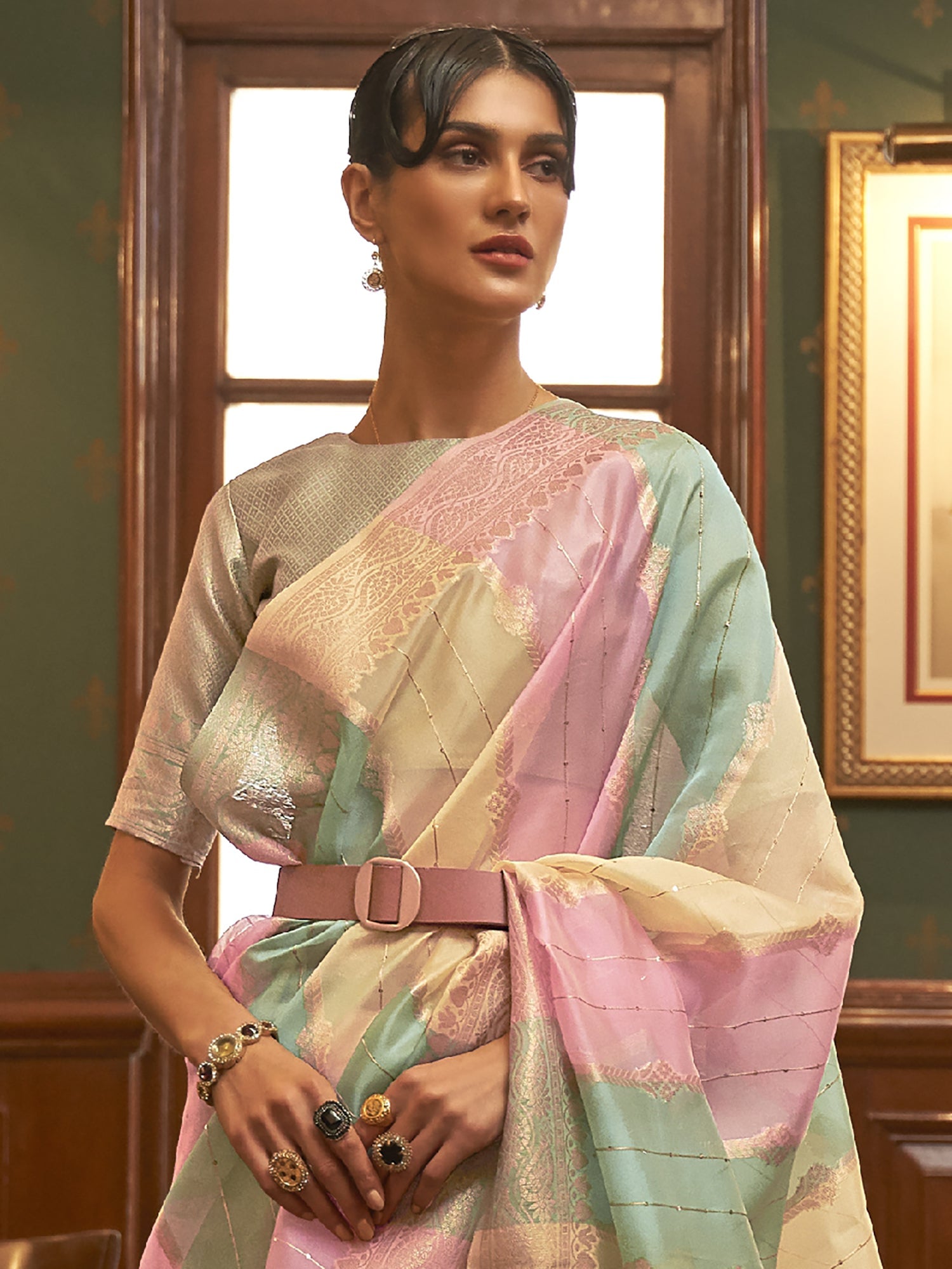 Pastel Multi-Color Cotton Silk Saree - Ressa