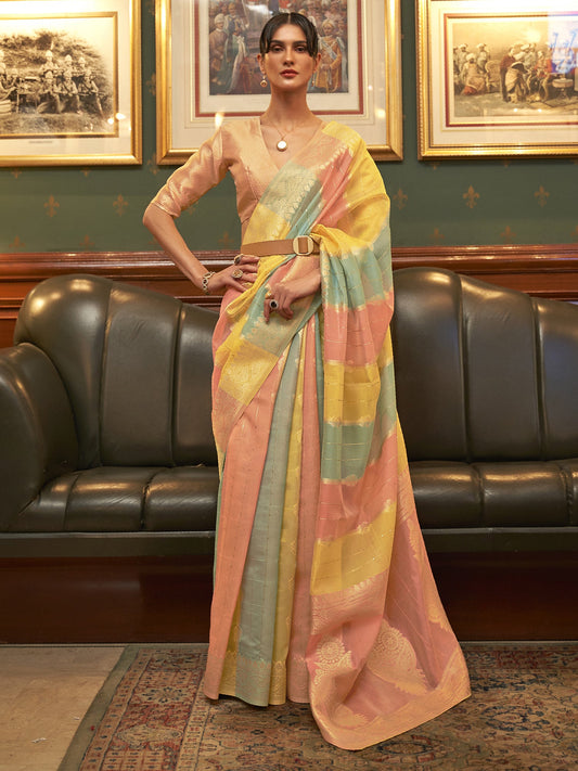 Pastel Multi-Color organza Saree - Ressa