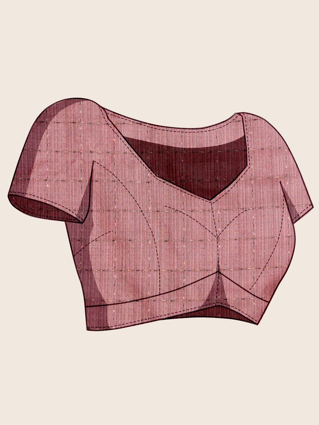 Pastel Pink Tissue Silk Woven Buttis Copper Zari Border Blouse - Ressa