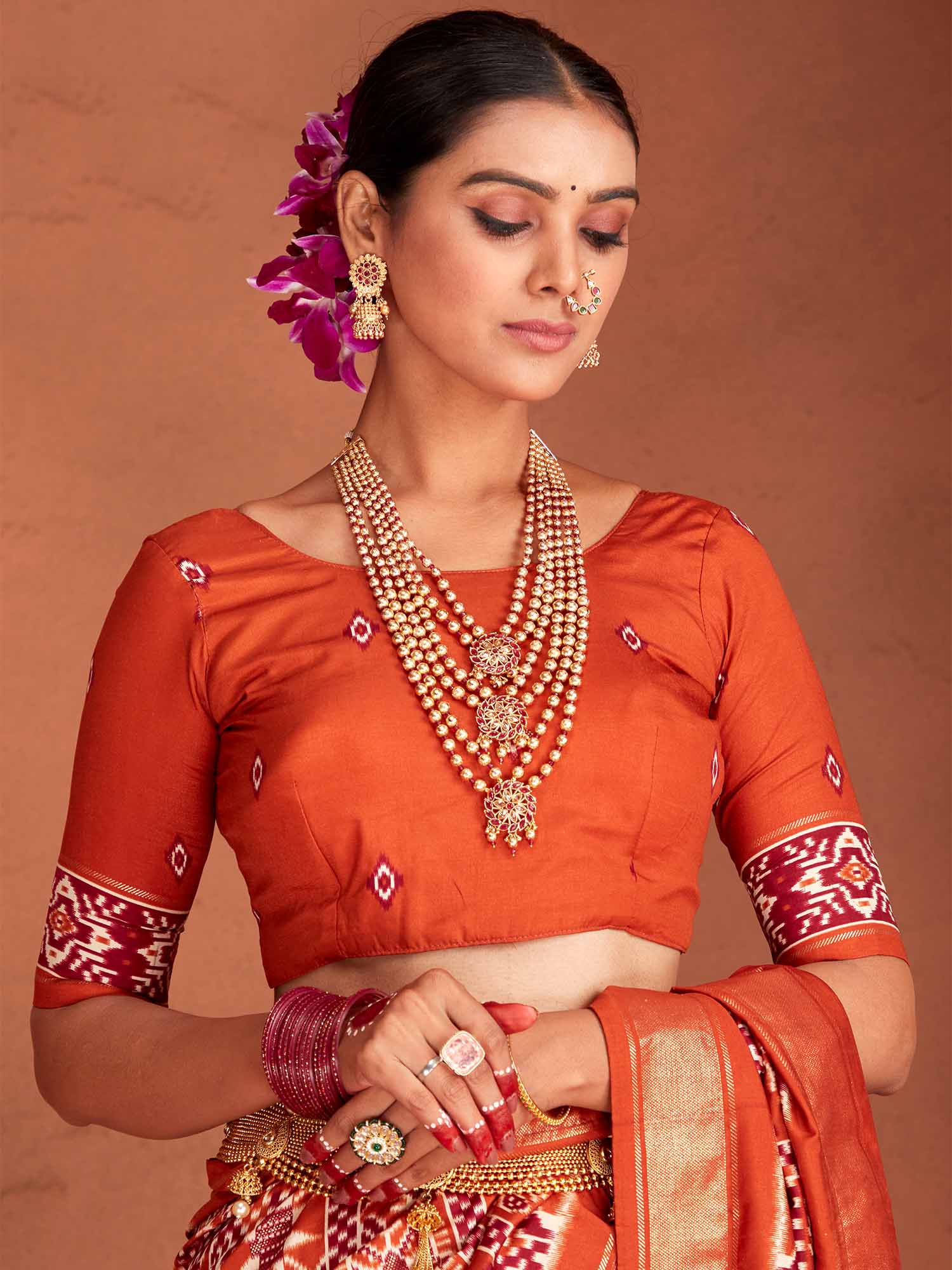 Patola Ikat Print Silk Blend Saree - Ressa