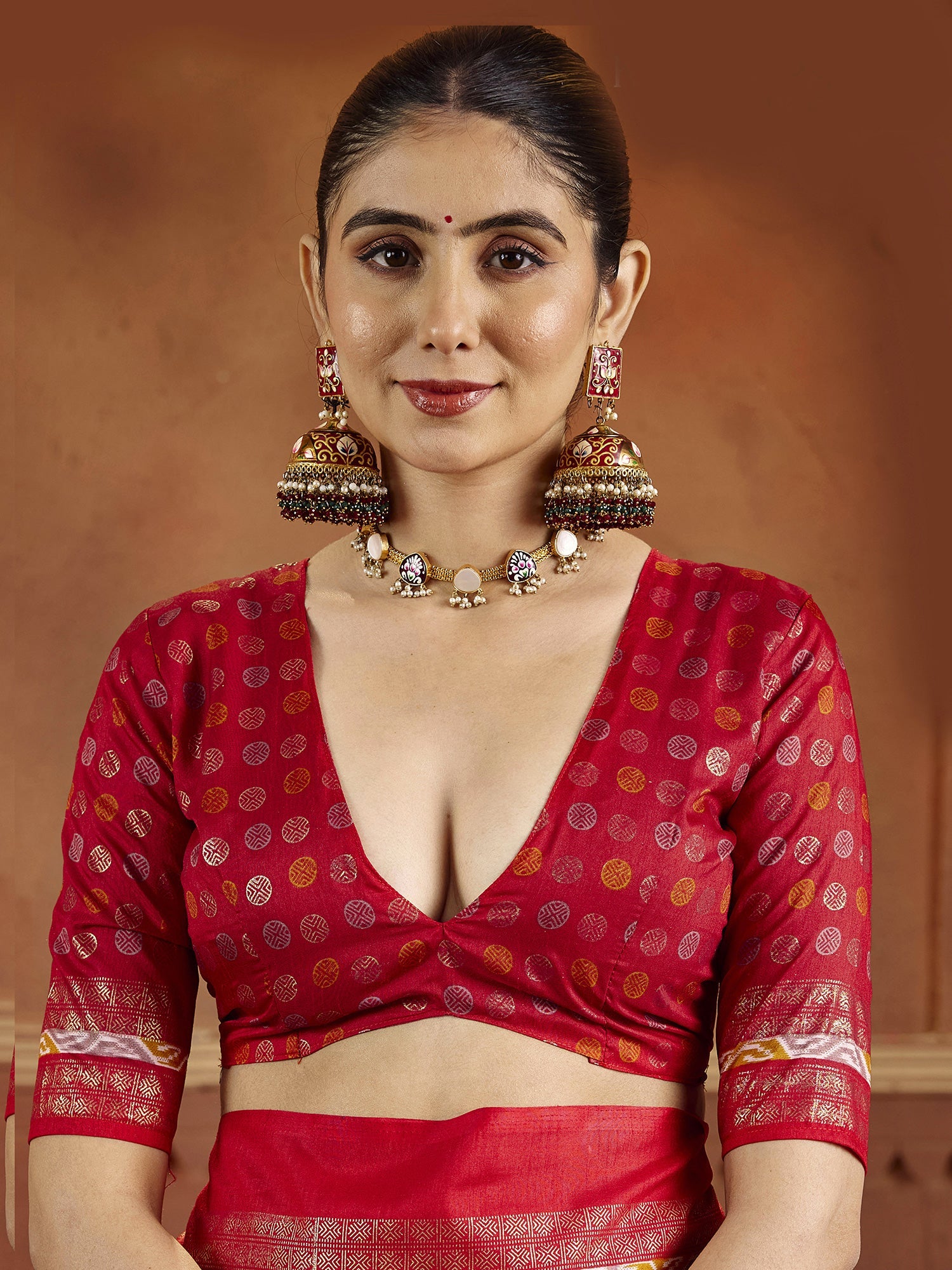 Patola Silk Saree | Grey & Red Ikat Weave with Zari Border - Ressa