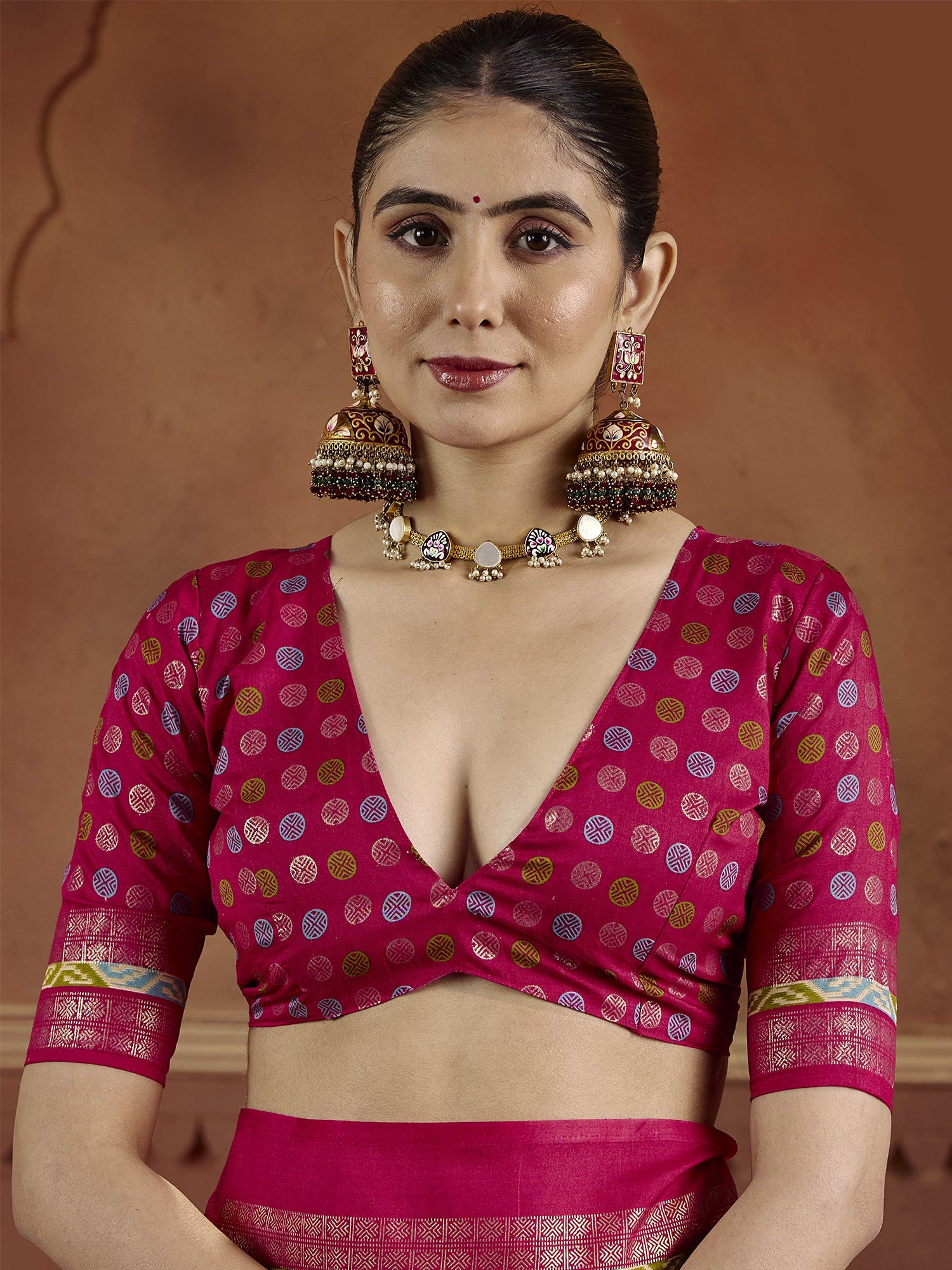 Patola Silk Saree in Sky Blue & Rani Pink | Ikat Weave with Zari Border - Ressa
