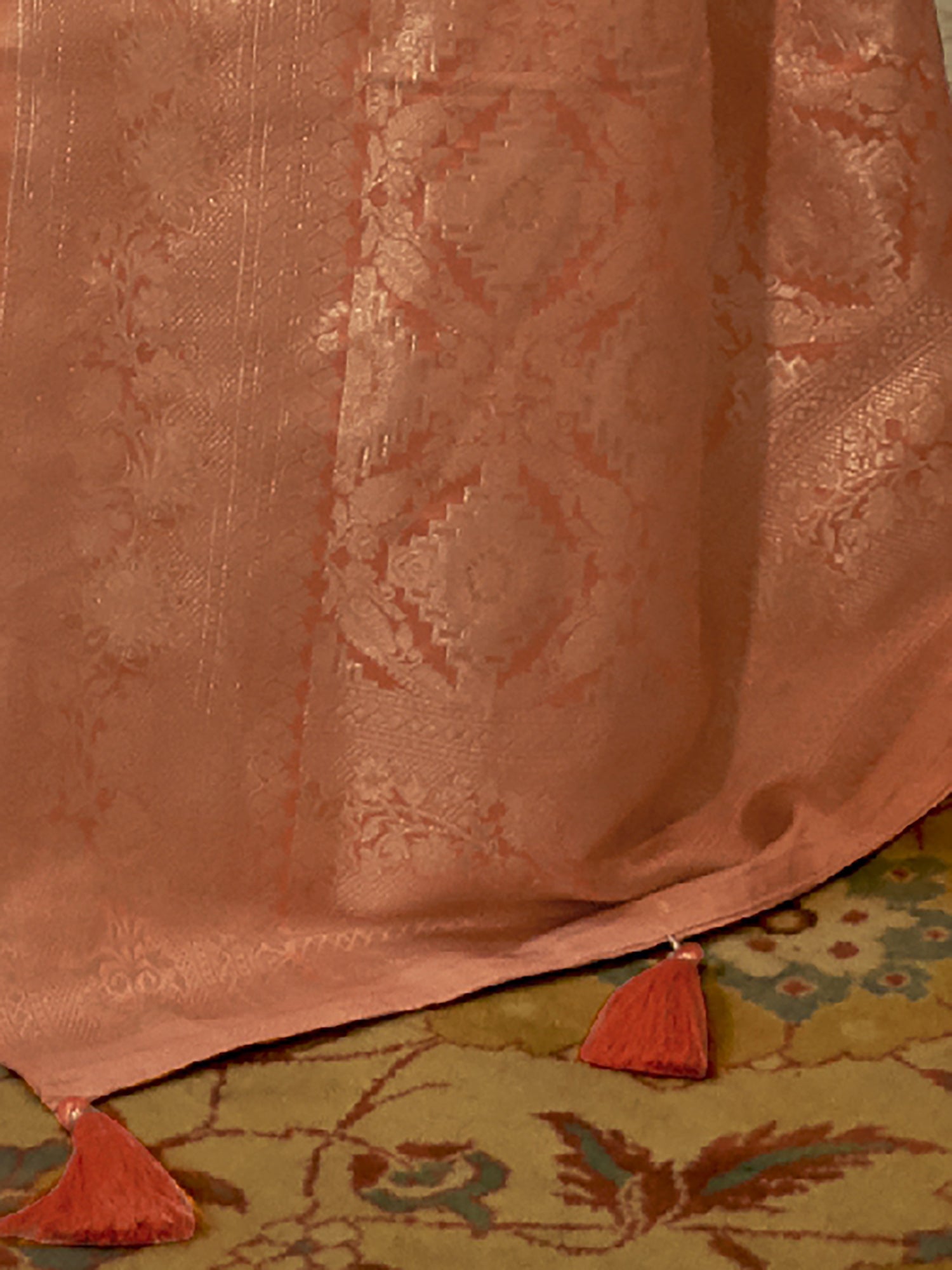 Peach Banarasi Brocade Silk Saree - Ressa