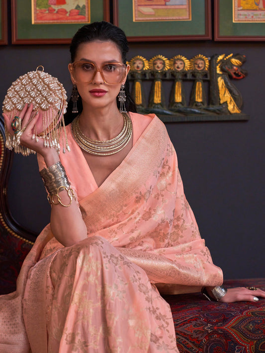 Peach Banarasi Silk Blend - Ressa
