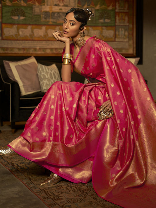 Peach Banarasi Silk Blend saree - Ressa