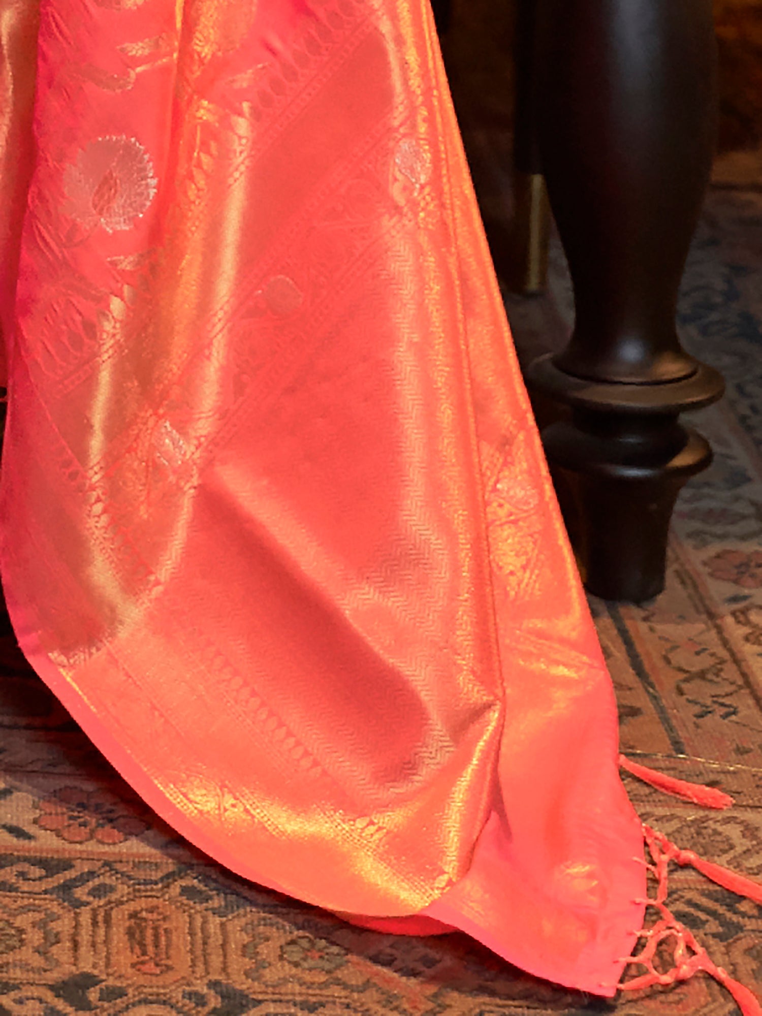 Peach Banarasi Silk Blend saree - Ressa