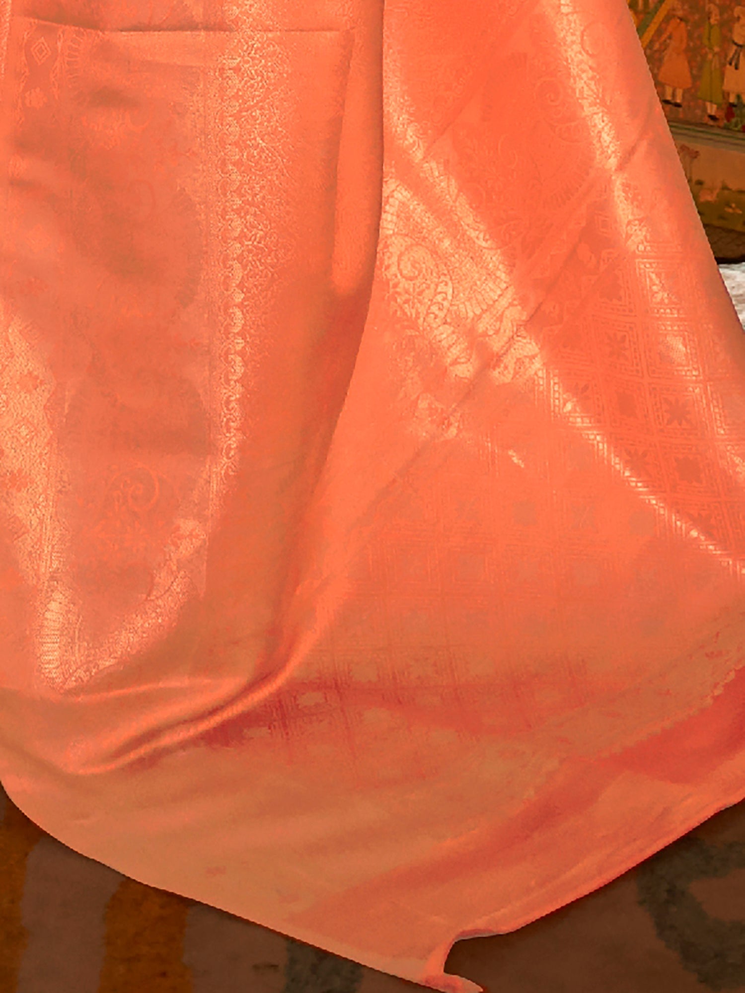 Peach Banarasi Tissue Silk Saree - Ressa