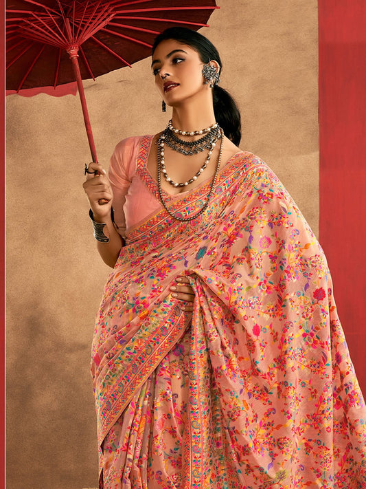 Peach Blossom Cotton Silk Saree - Ressa