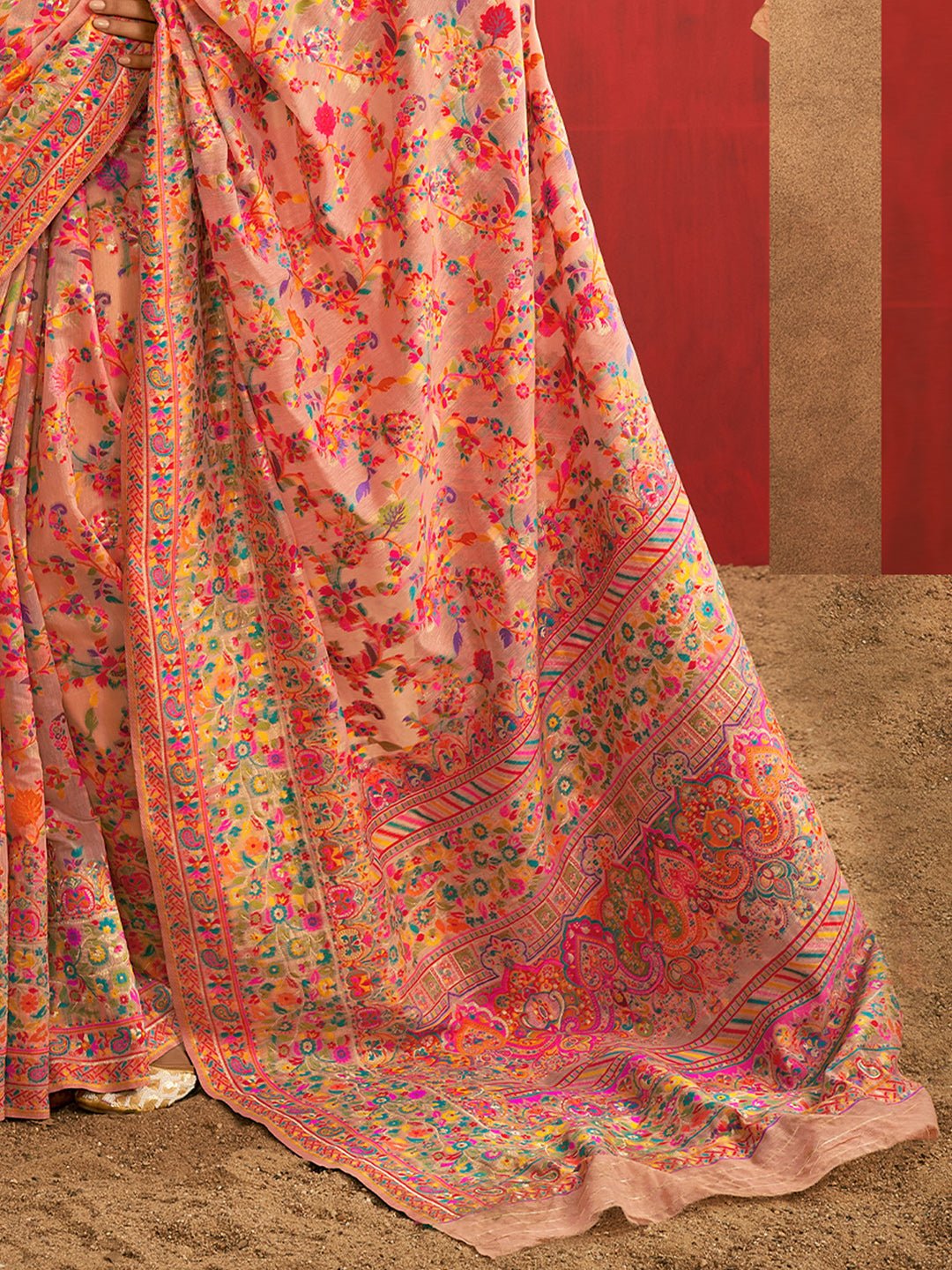 Peach Blossom Cotton Silk Saree - Ressa