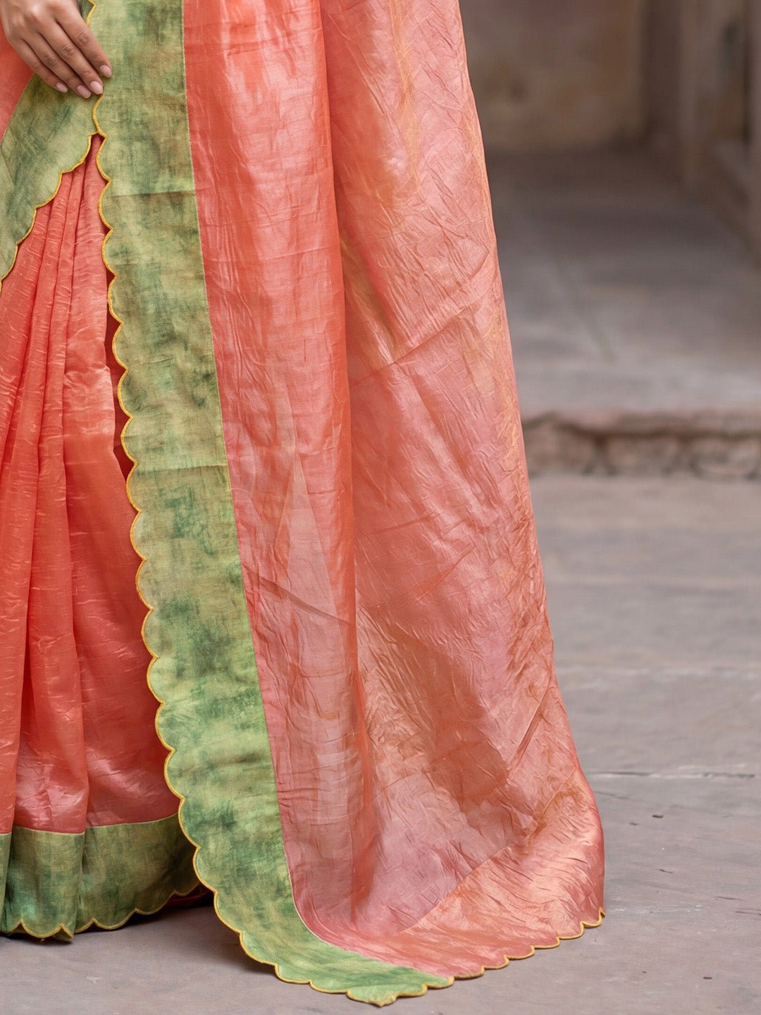 Peach Cut Work Party Wear Saree - Ressa