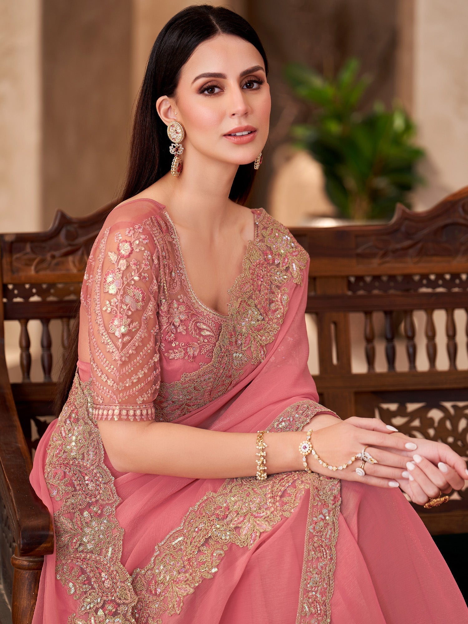 Peach Georgette Saree - Ressa