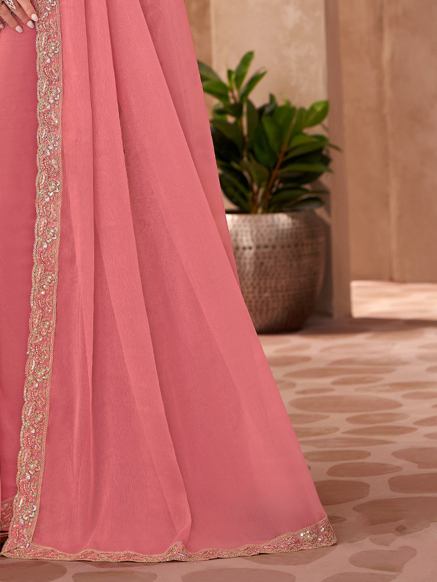 Peach Georgette Saree - Ressa