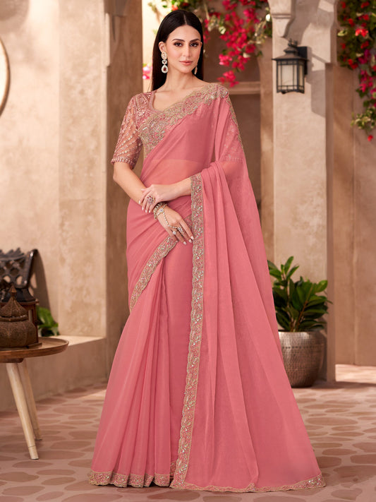 Peach Georgette Saree - Ressa