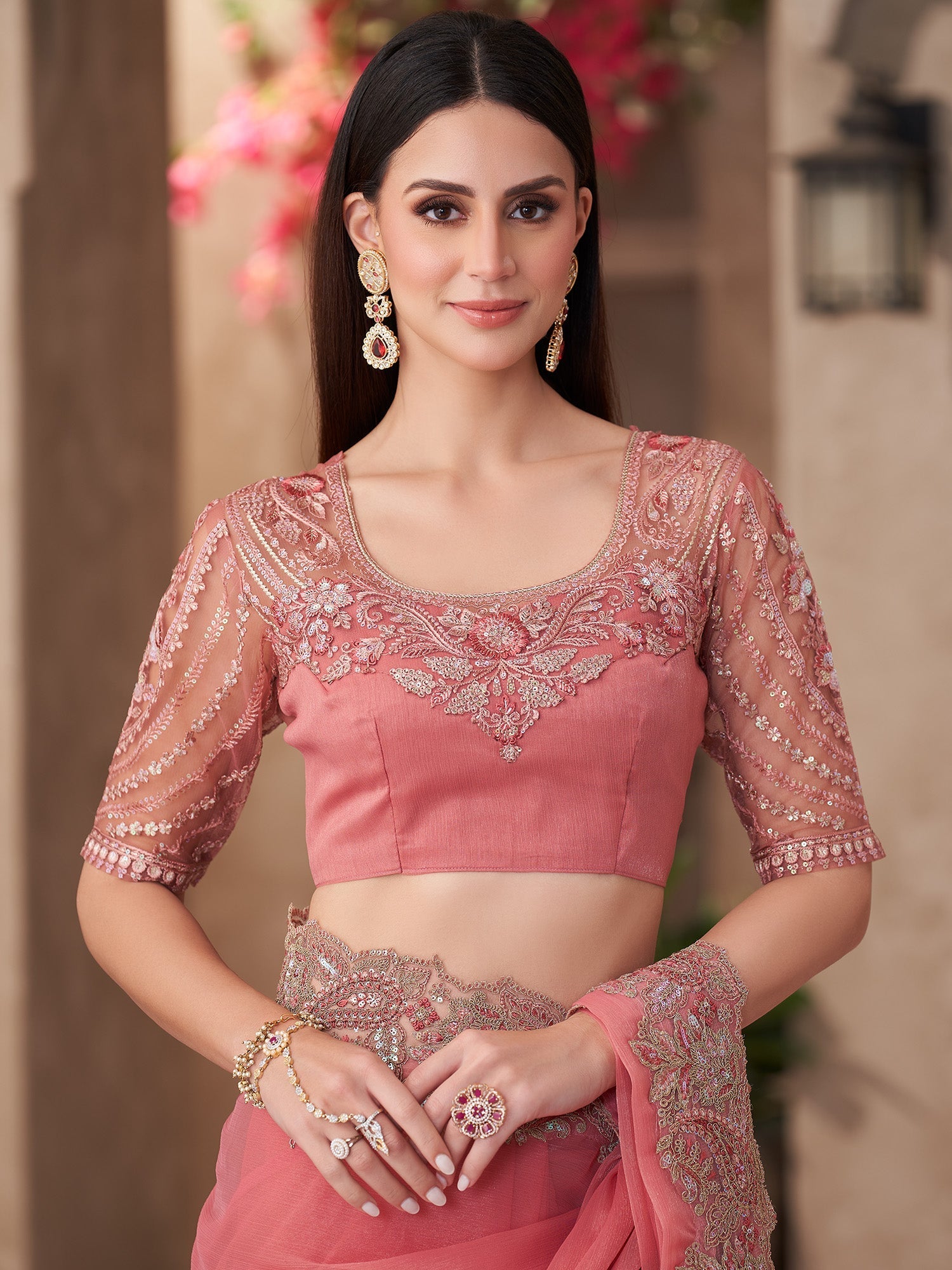 Peach Georgette Saree - Ressa